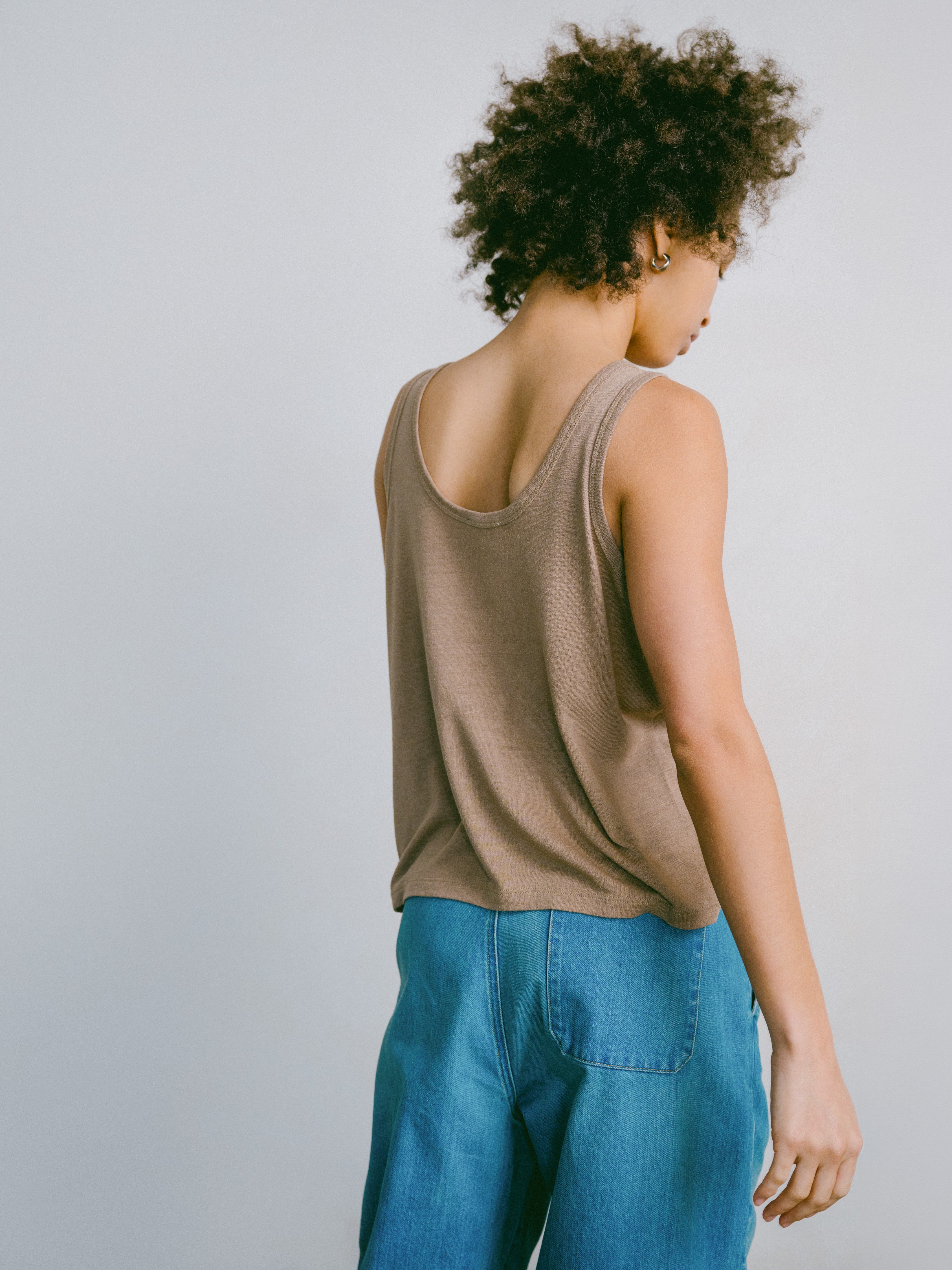 Scoop Tank, Regen Silk Noil Jersey, Tea