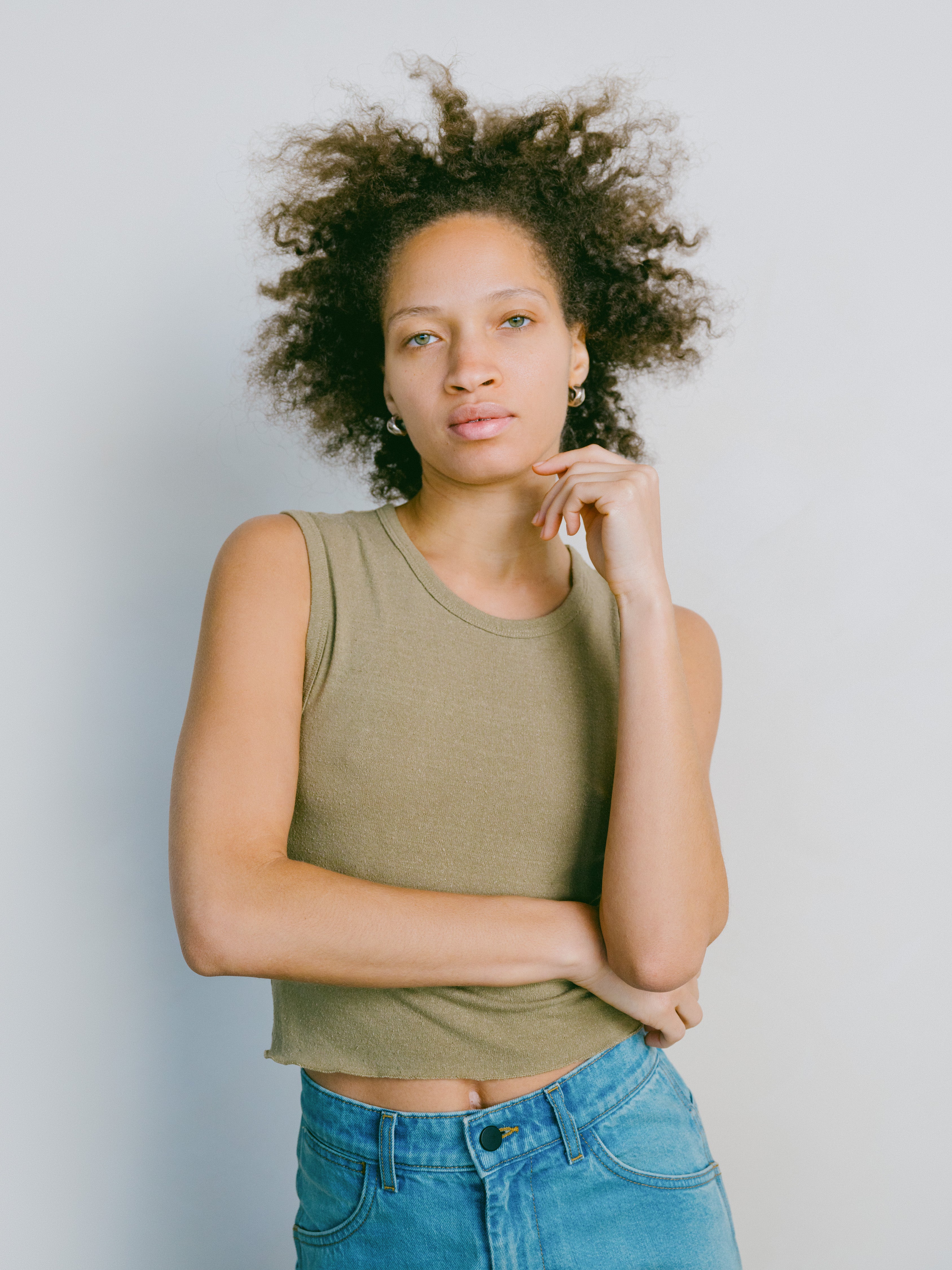 Tasi Crop, Regen Silk Noil Jersey, Sage