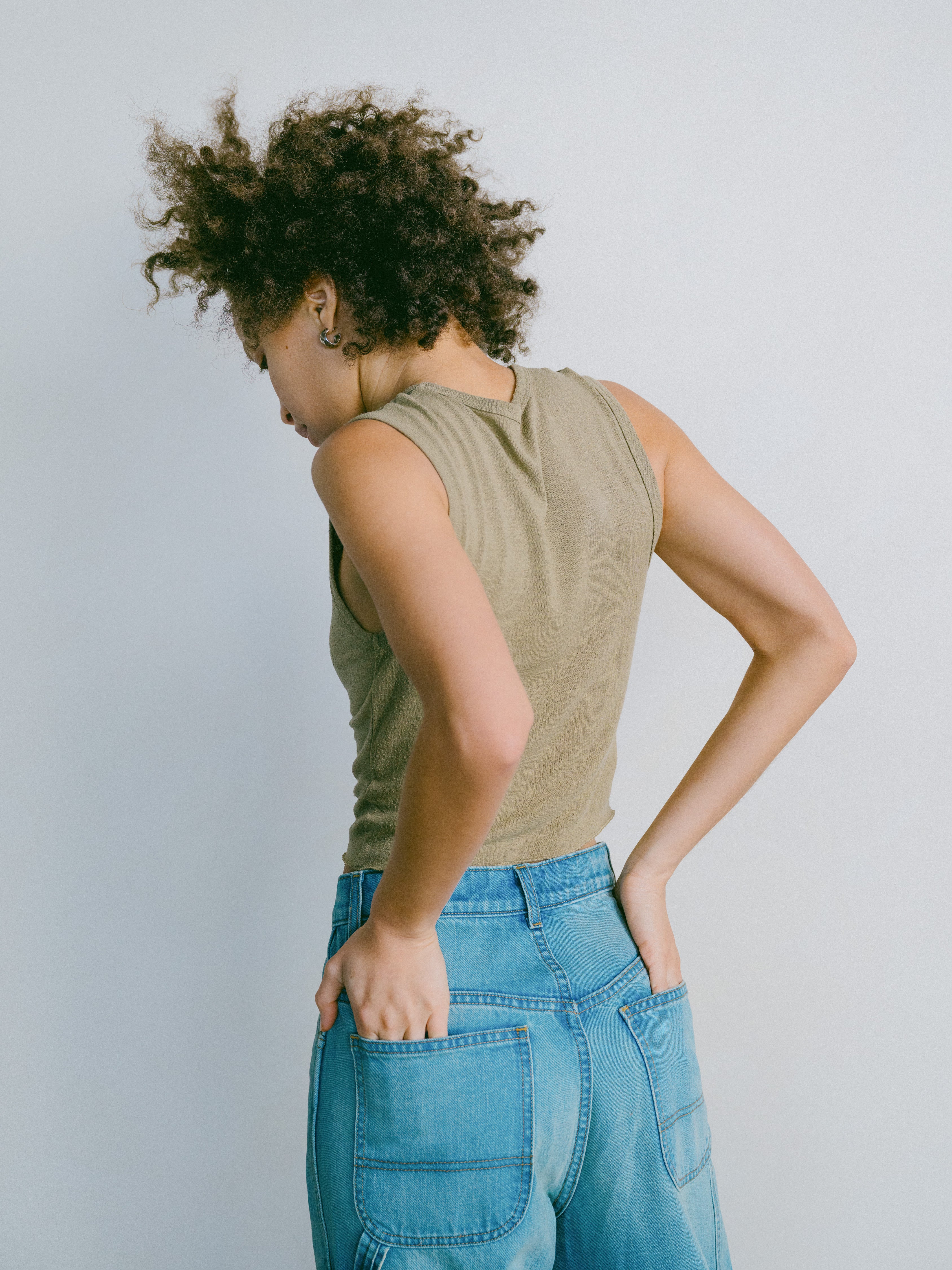 Tasi Crop, Regen Silk Noil Jersey, Sage