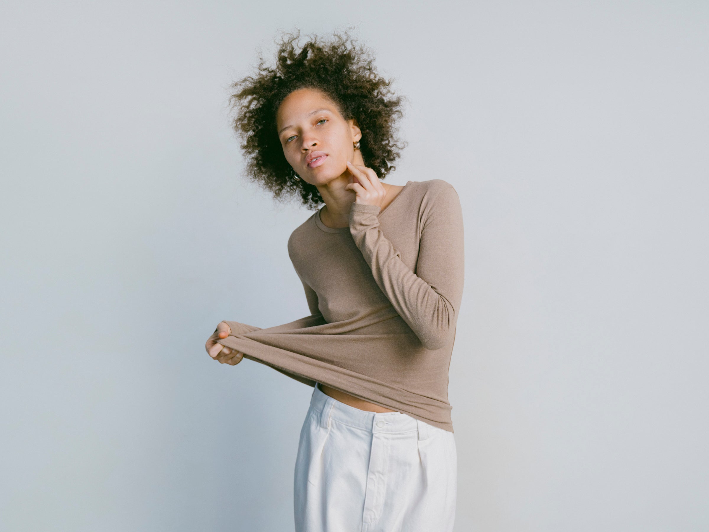 Classic Long Sleeve, Regen Silk Noil Jersey, Tea