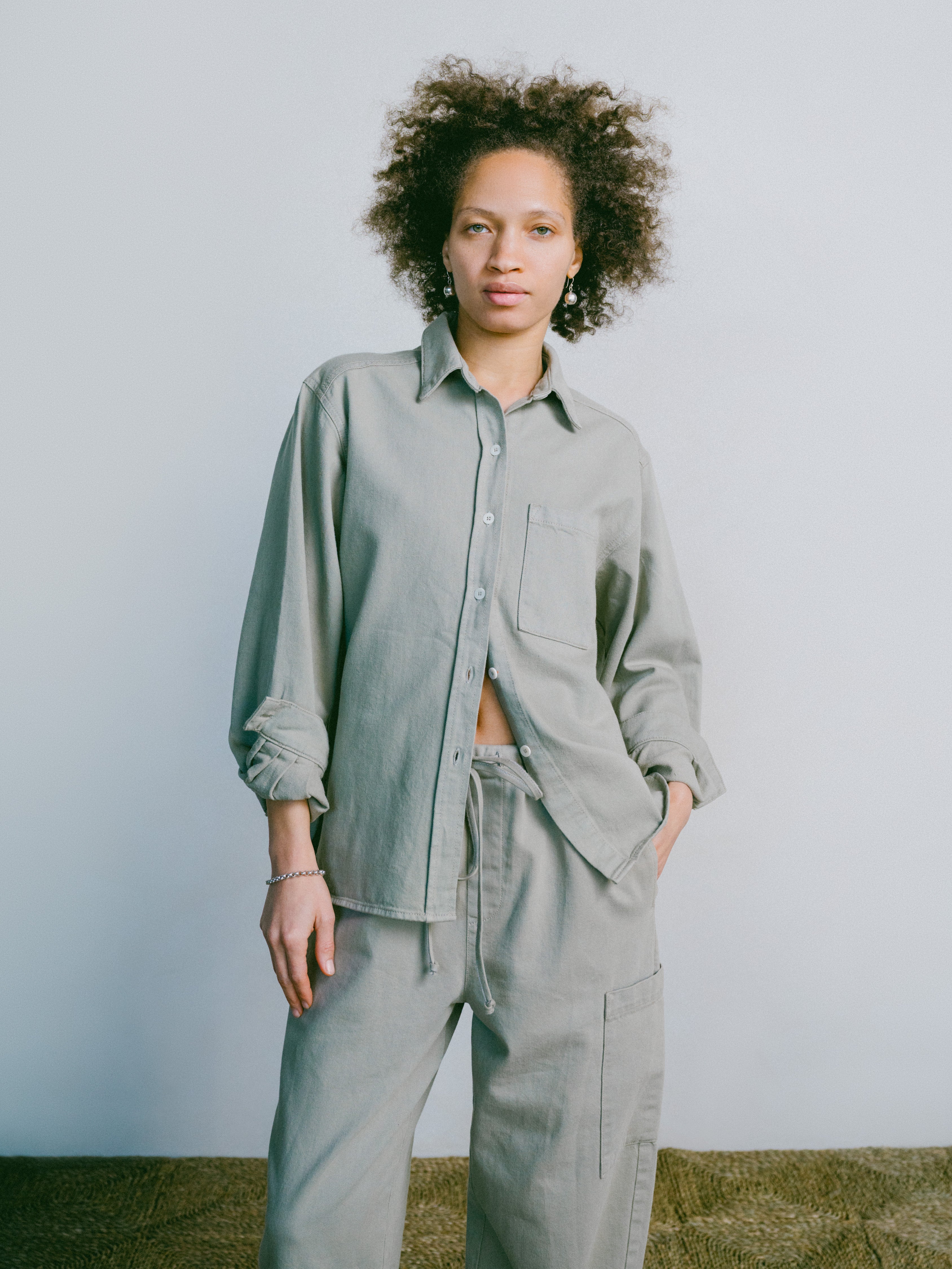 Denim Marcie Shirt, Broken Twill, Oregano