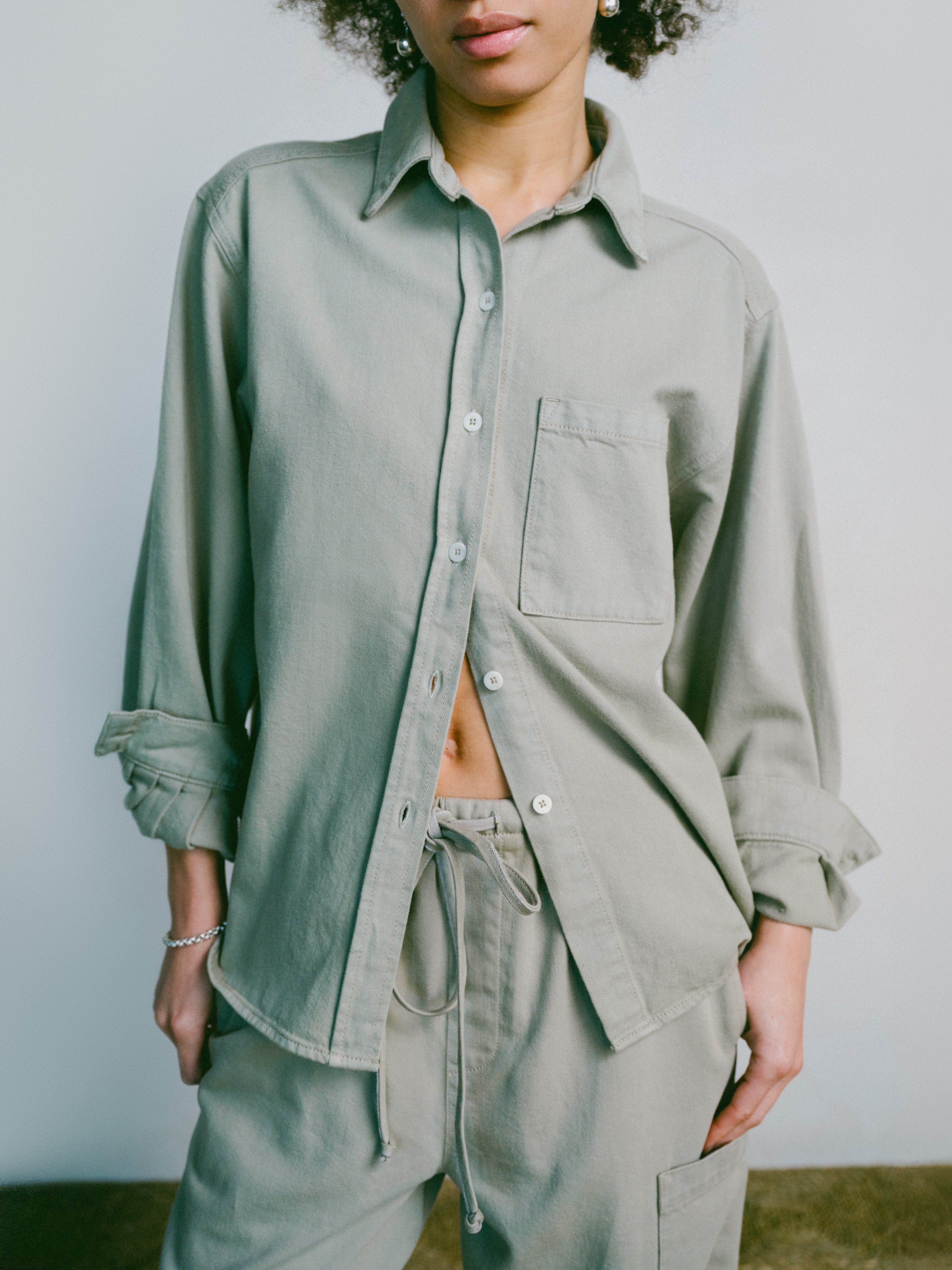 Denim Marcie Shirt, Broken Twill, Oregano