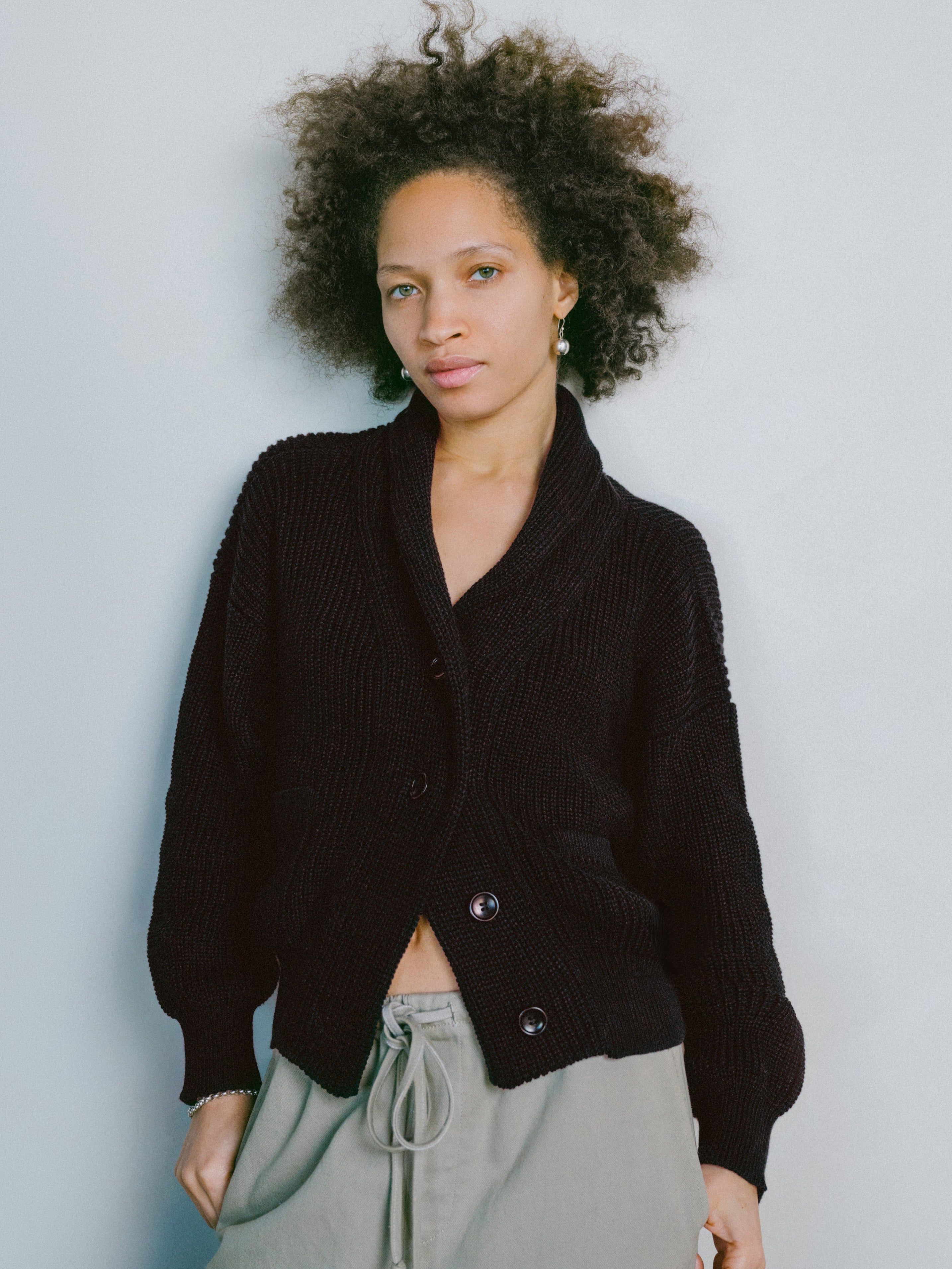 Sloan Cardigan, Organic Tanguis Cotton, Black