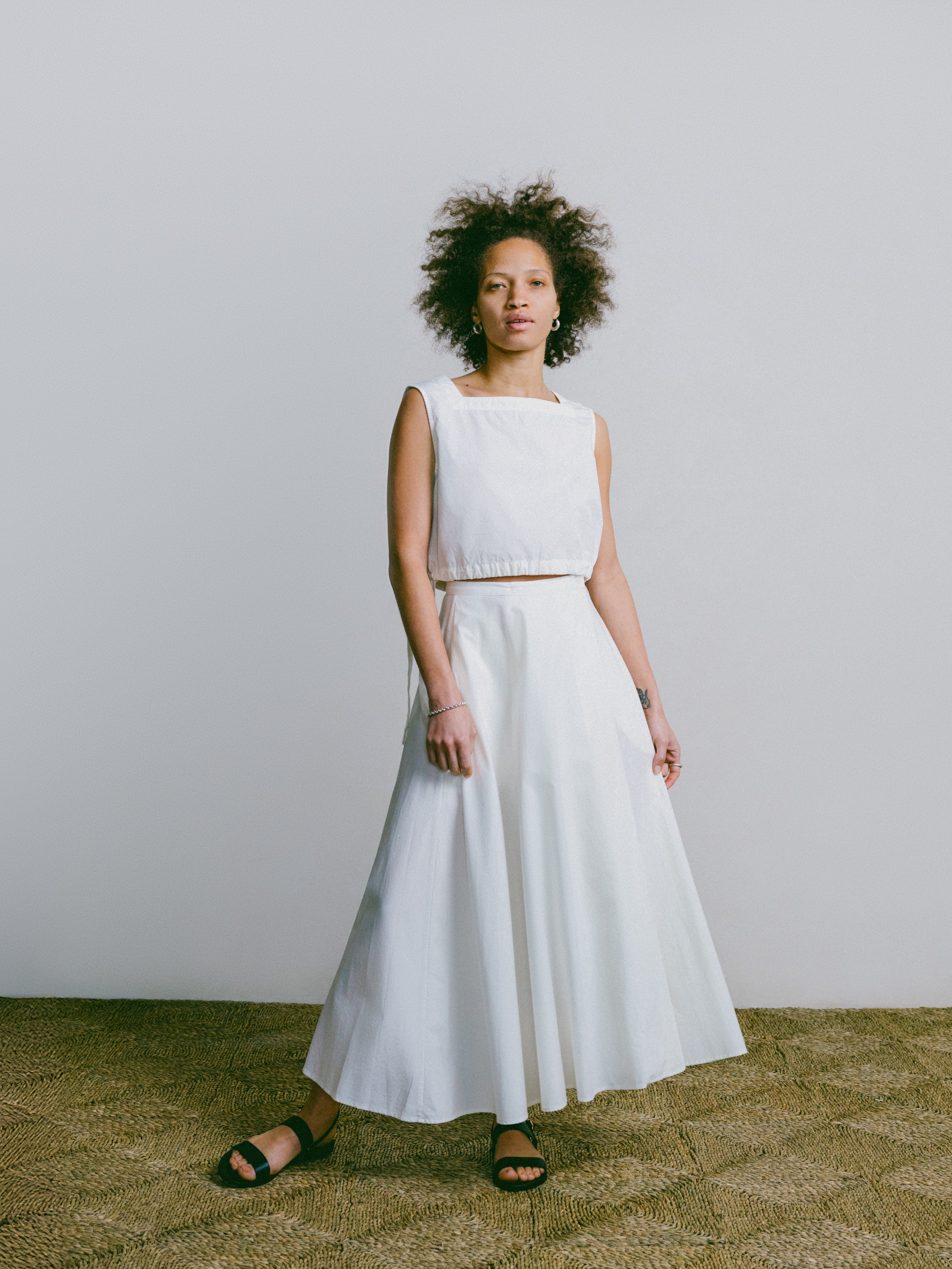 Bennett Skirt, Organic Poplin, Natural