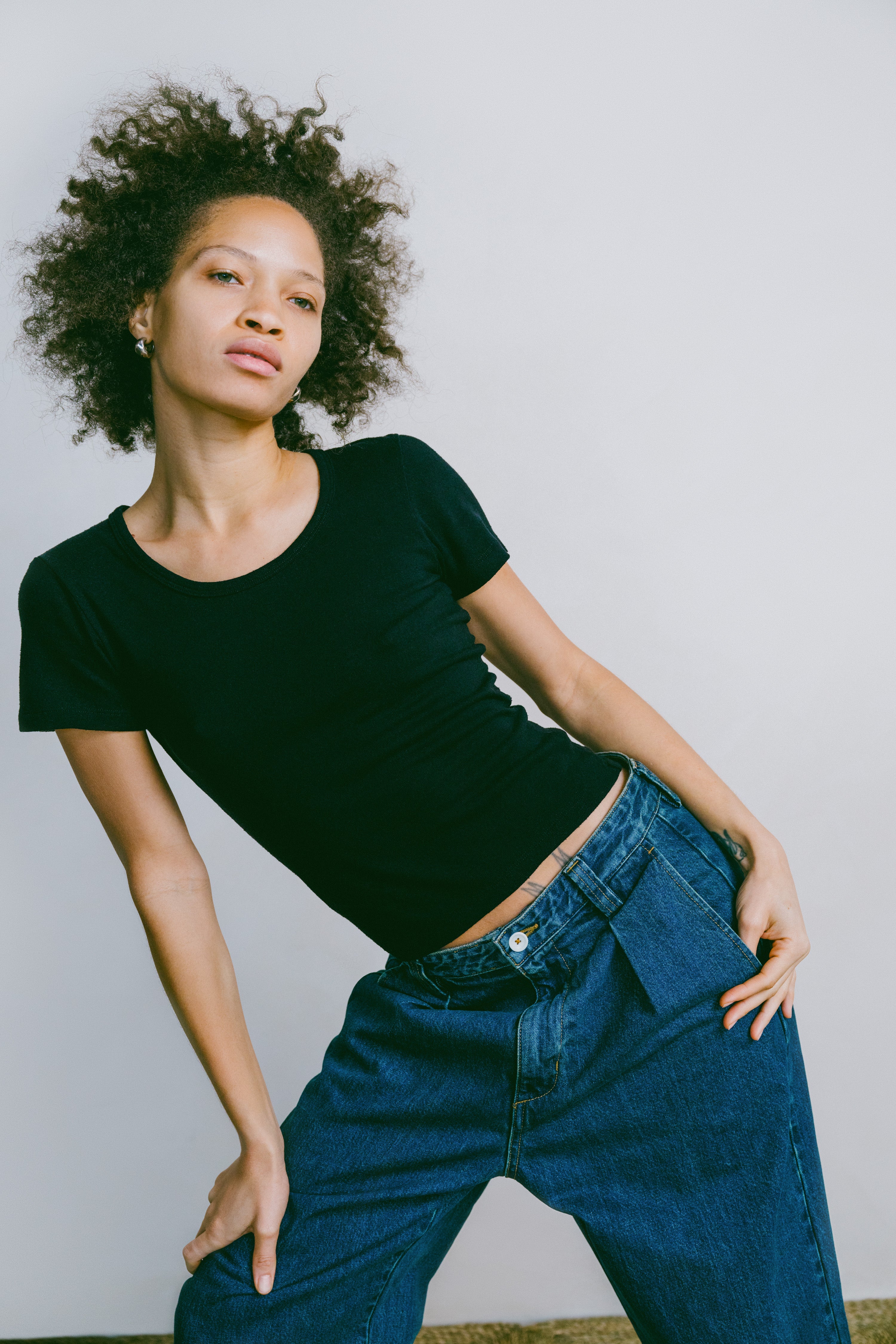 Baby Tee, Regen Silk Noil Jersey, Black