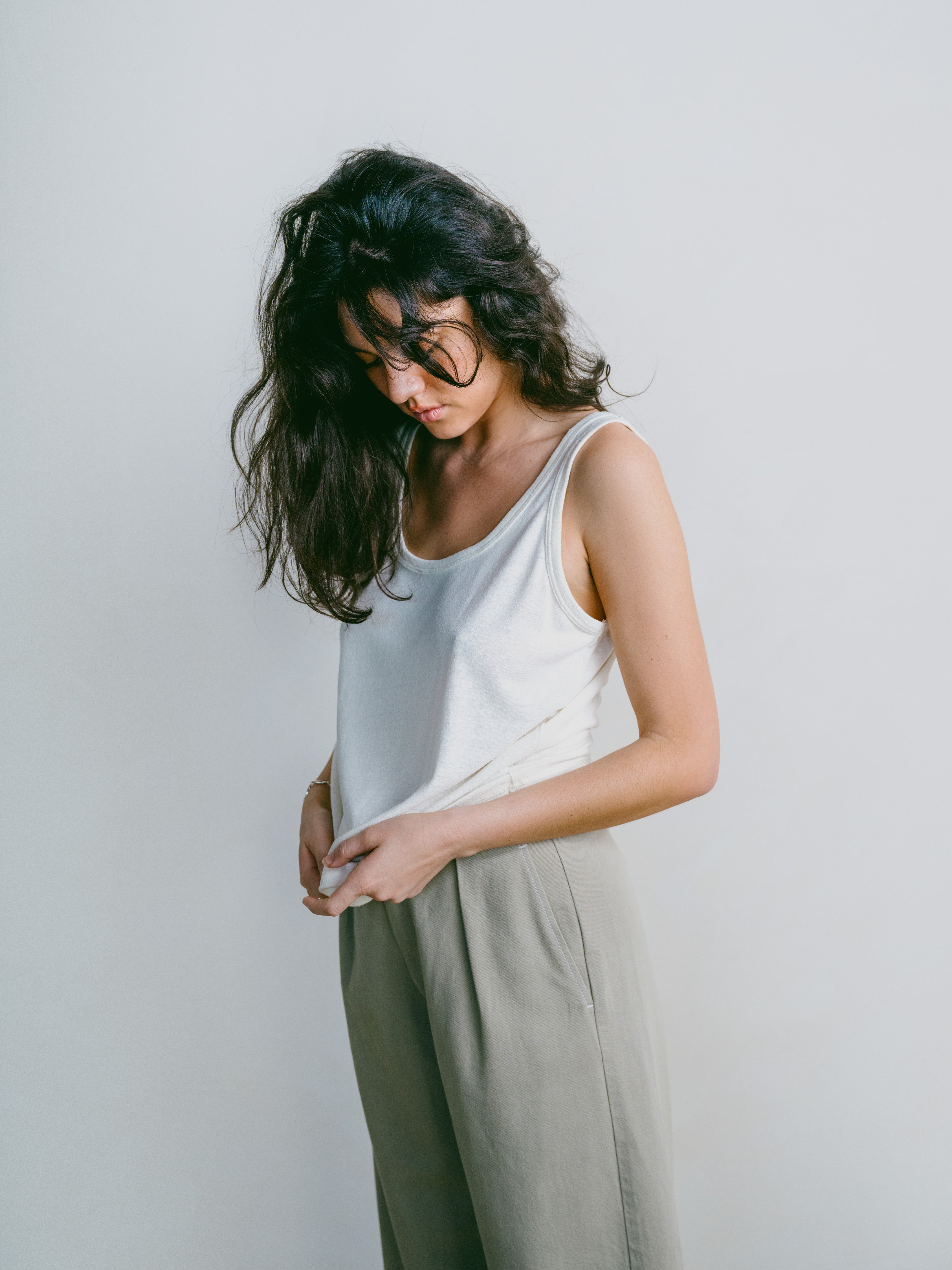 Scoop Tank, Regen Silk Noil Jersey, Natural