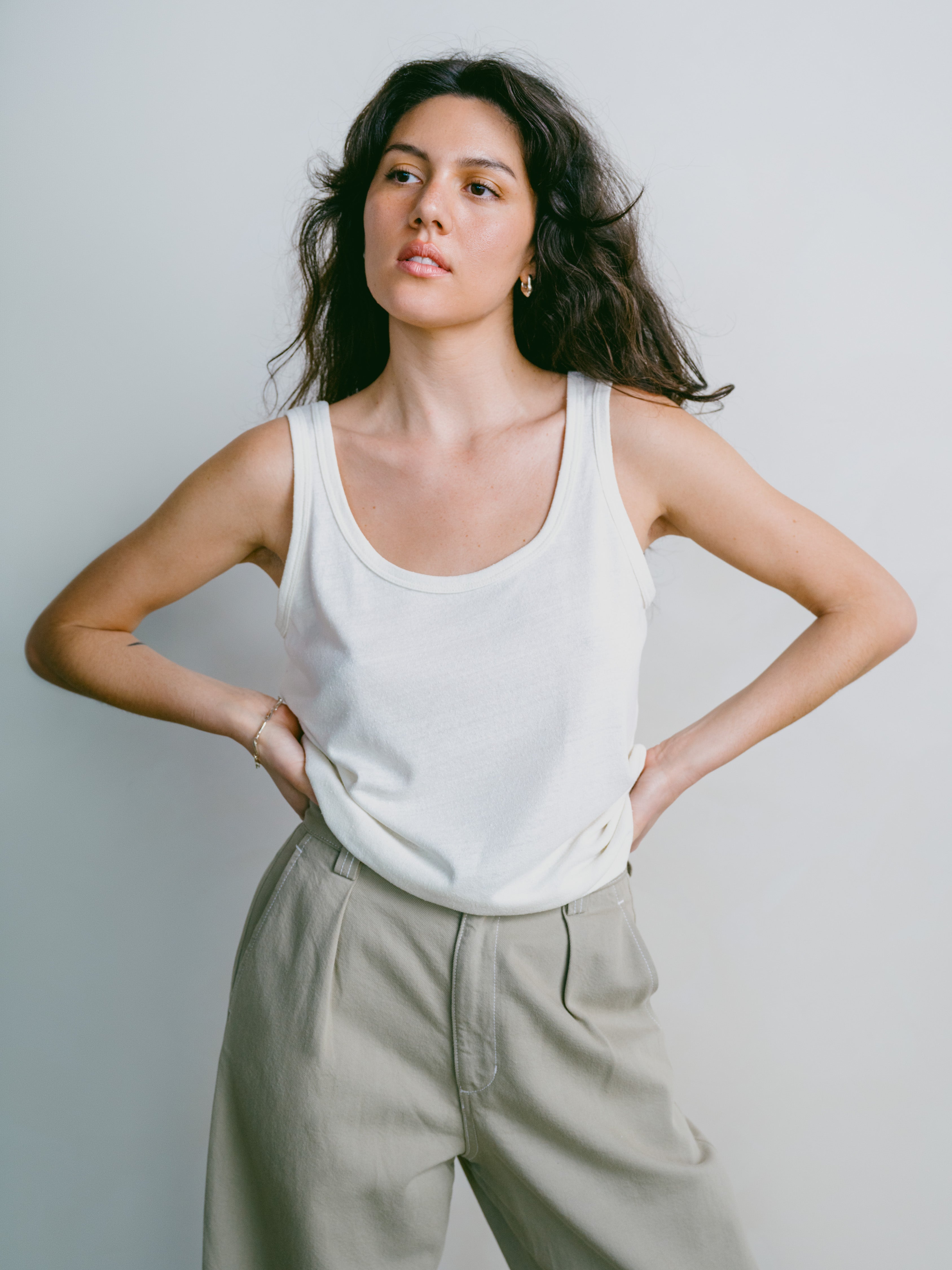 Scoop Tank, Regen Silk Noil Jersey, Natural