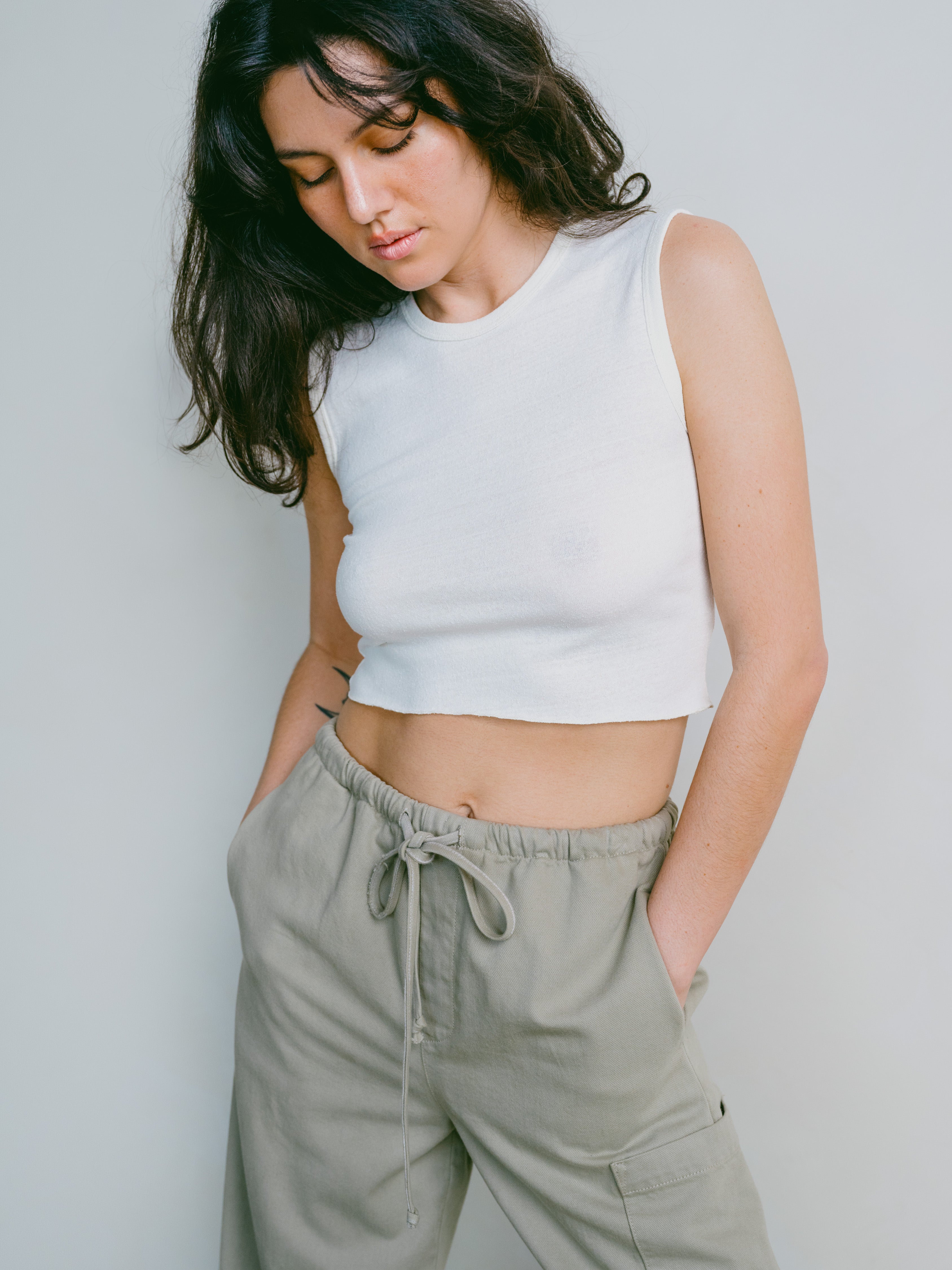 Tasi Crop, Regen Silk Noil Jersey, Natural