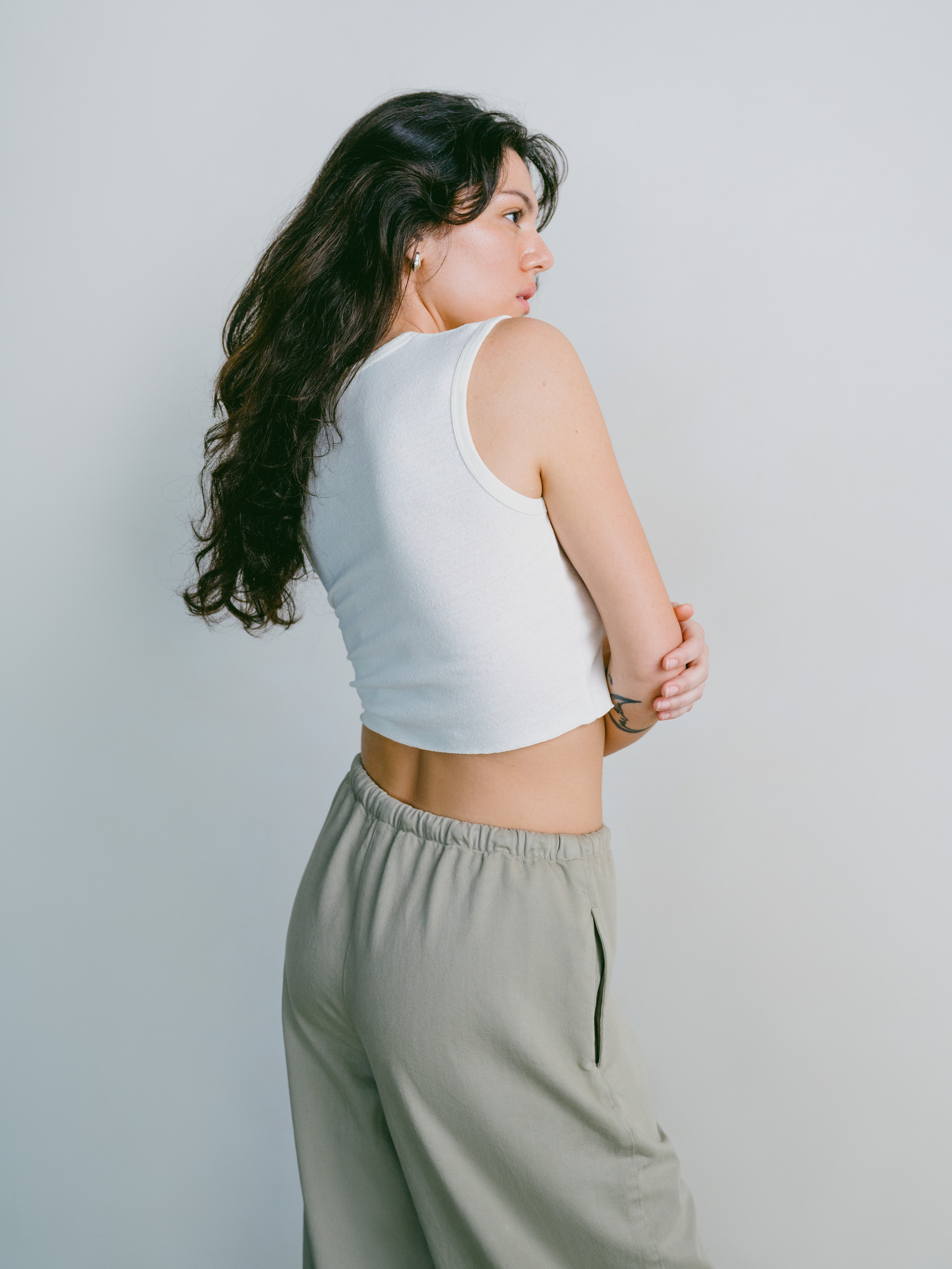 Tasi Crop, Regen Silk Noil Jersey, Natural