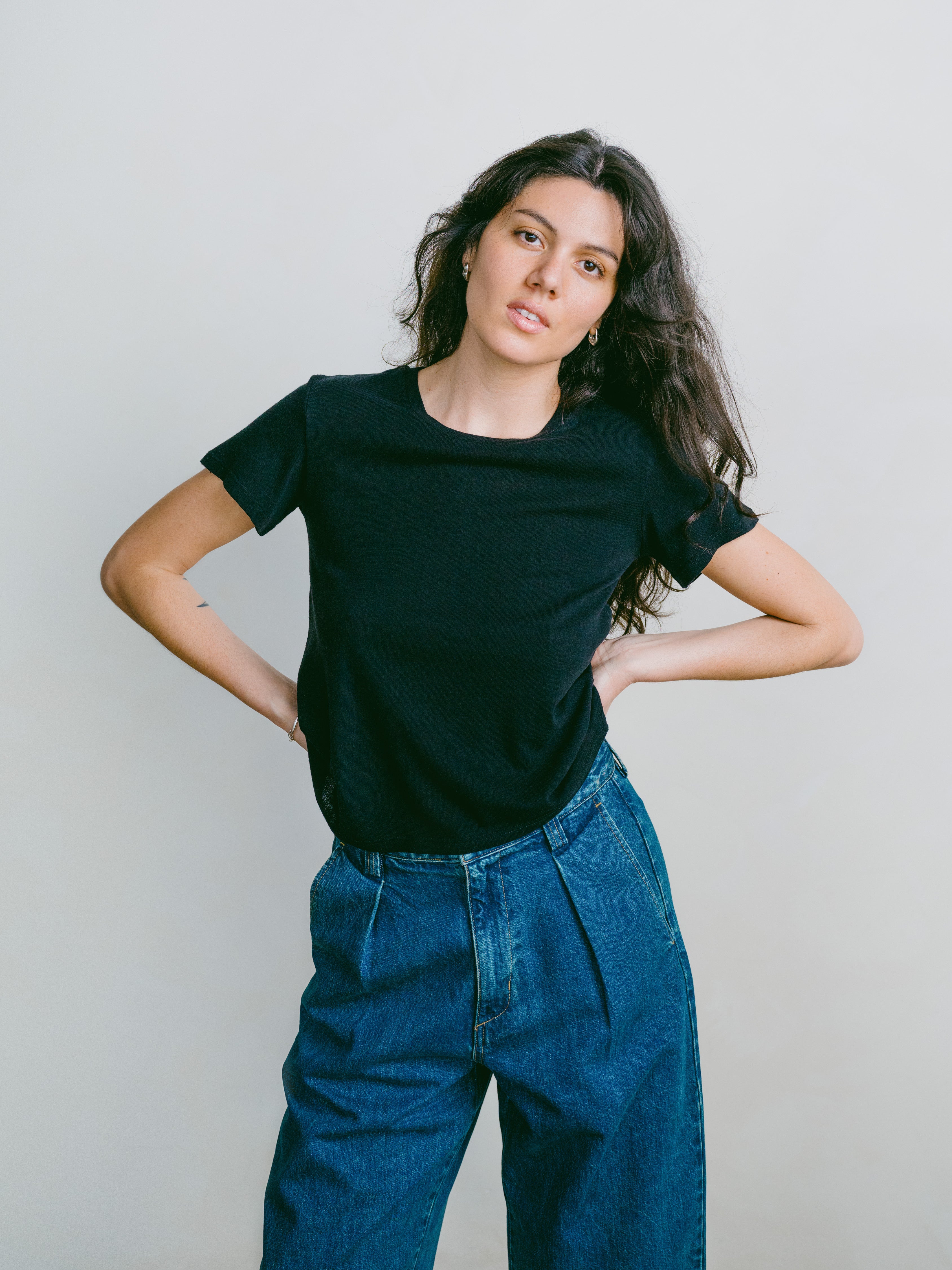 Classic Tee, Regen Silk Noil Jersey, Black