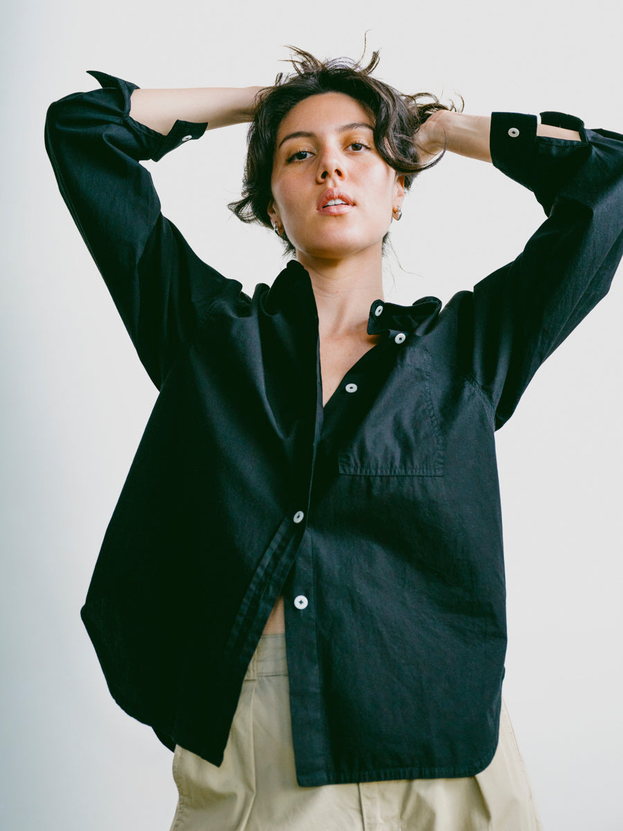 Marcie Shirt, Organic Poplin, Black