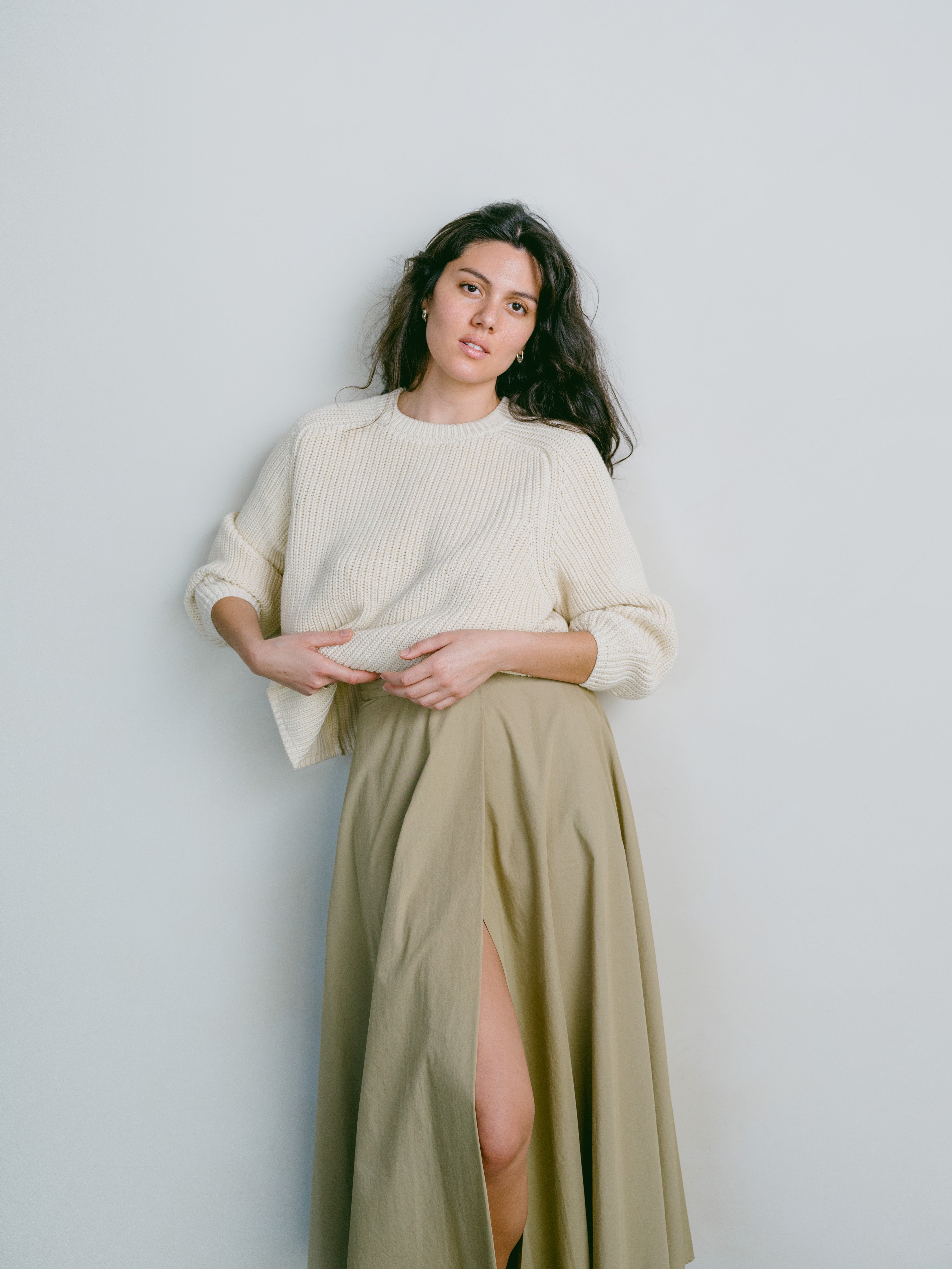 Bennett Skirt, Organic Poplin, Khaki
