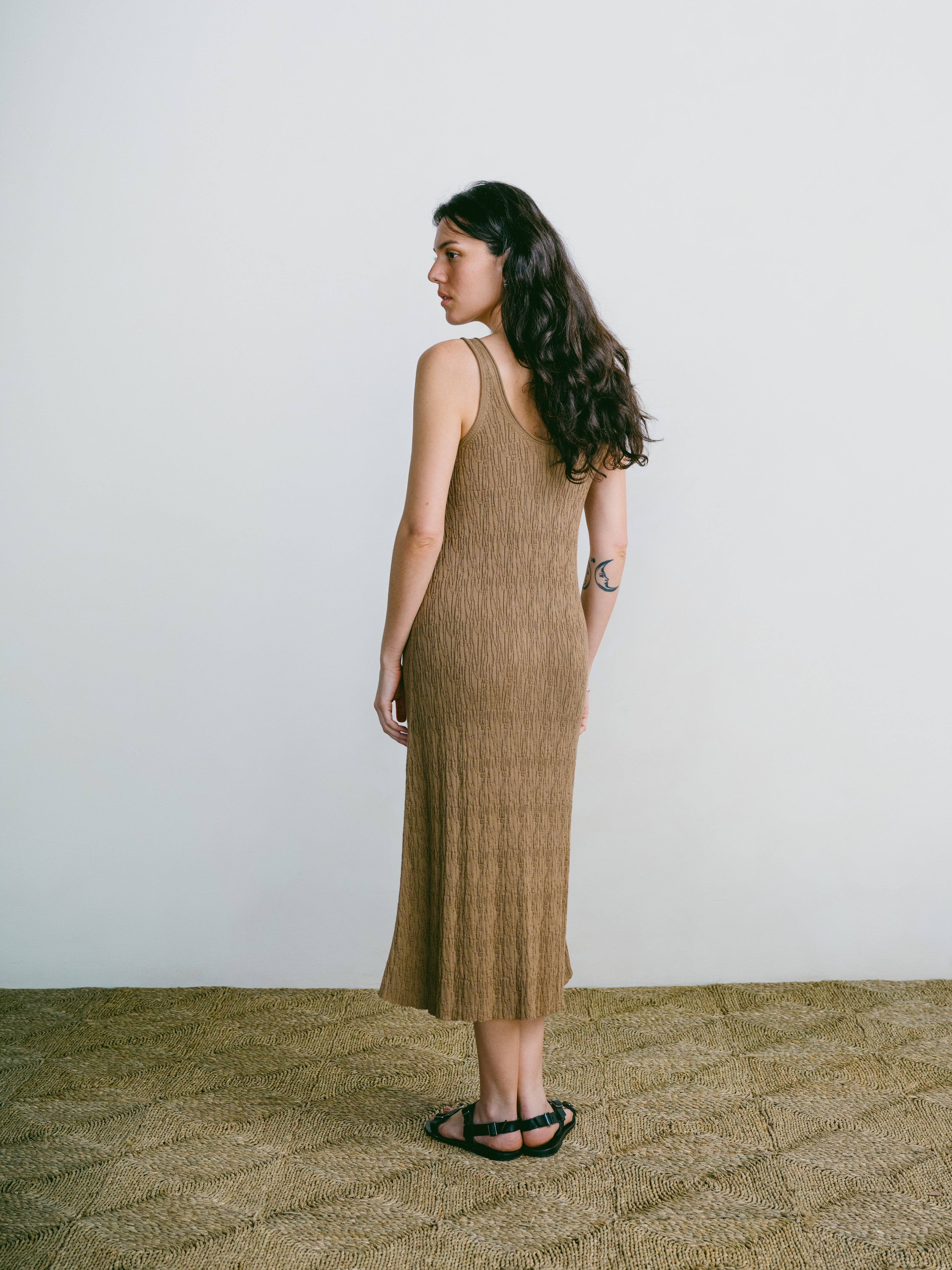 Elaina Dress, Organic Cotton Viscose, Cocoa