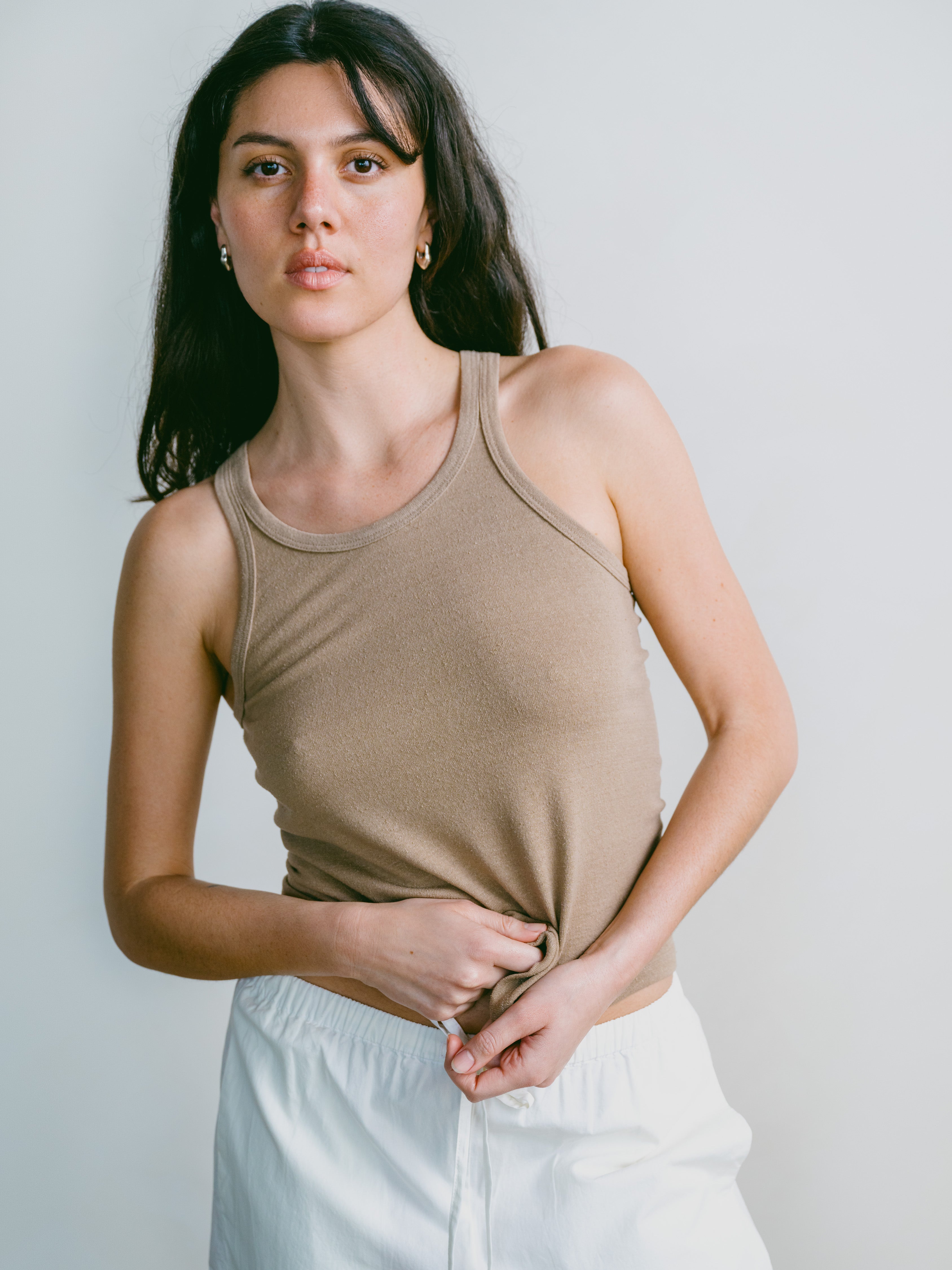 Boy Tank, Regen Silk Noil Jersey, Tea