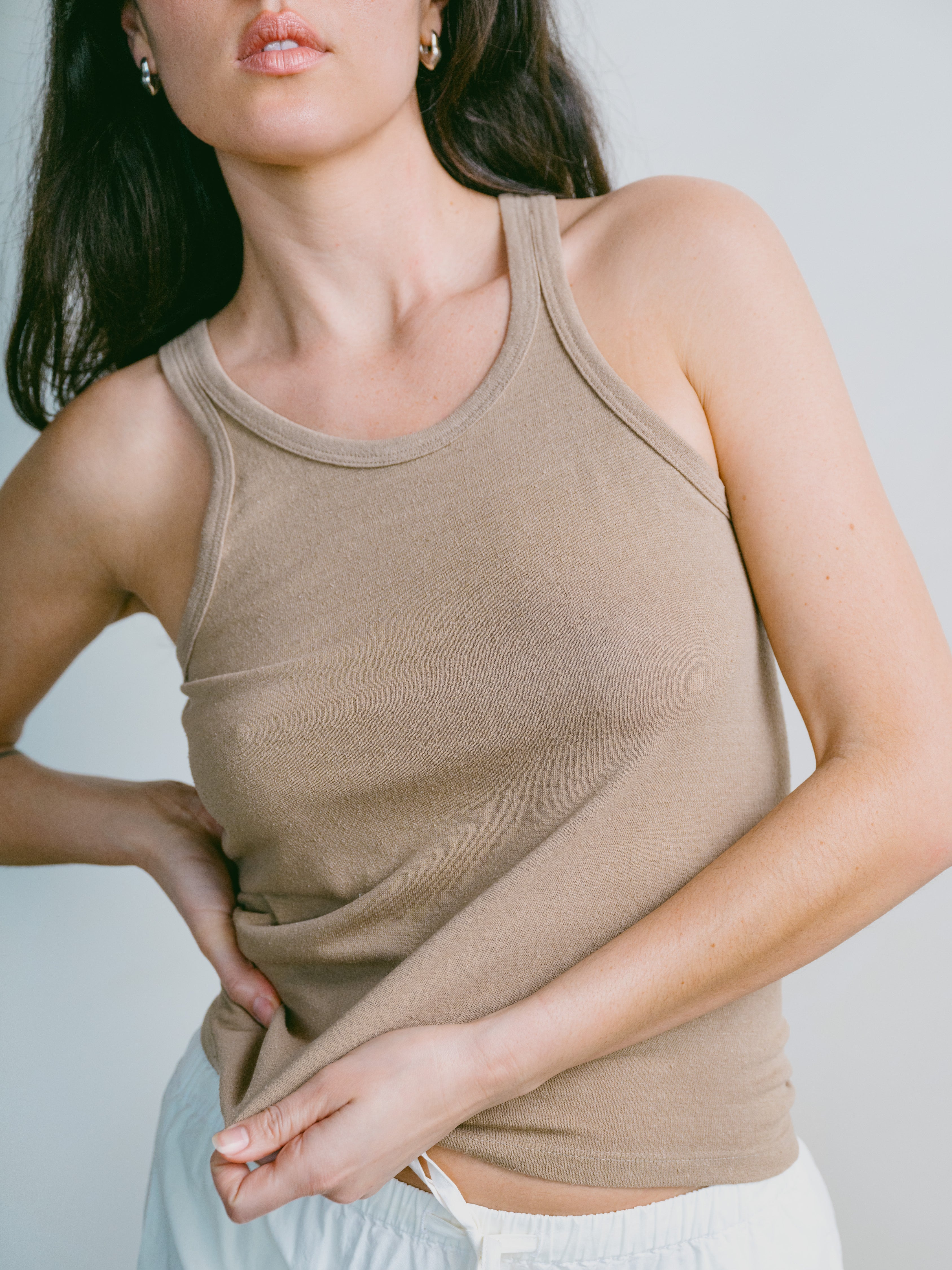 Boy Tank, Regen Silk Noil Jersey, Tea