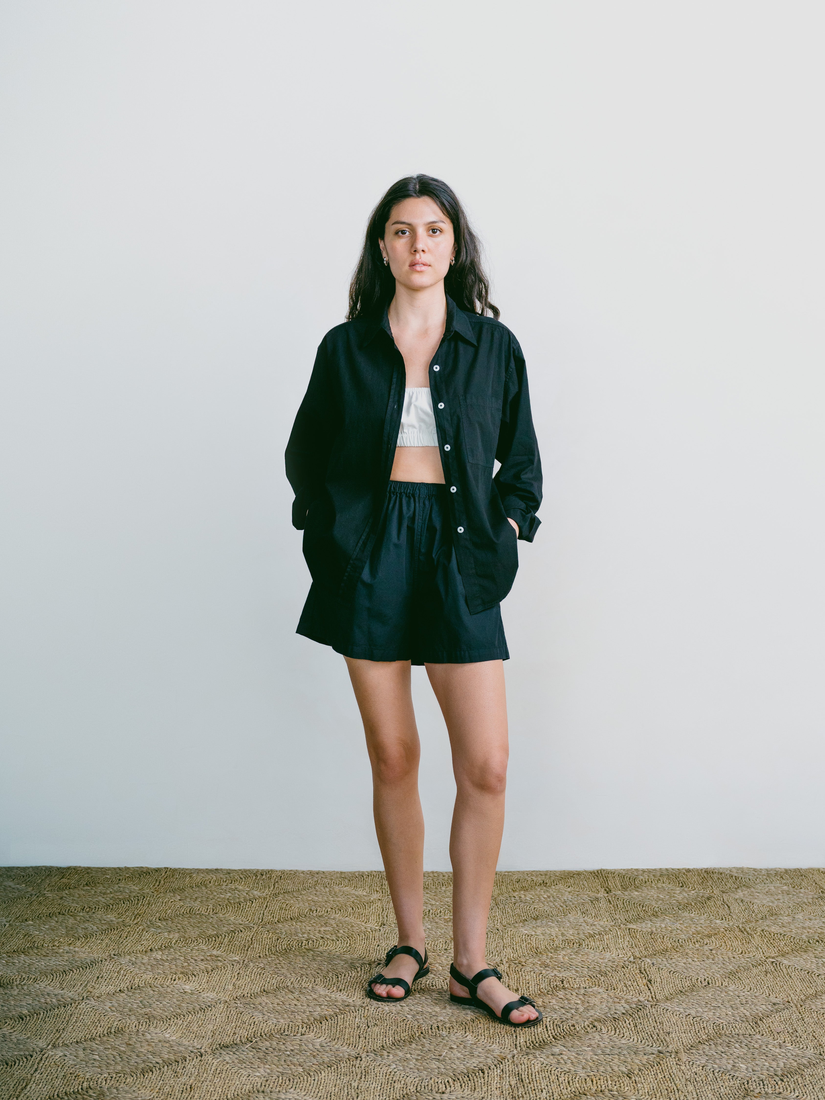 All Day Short, Organic Cotton Poplin, Black