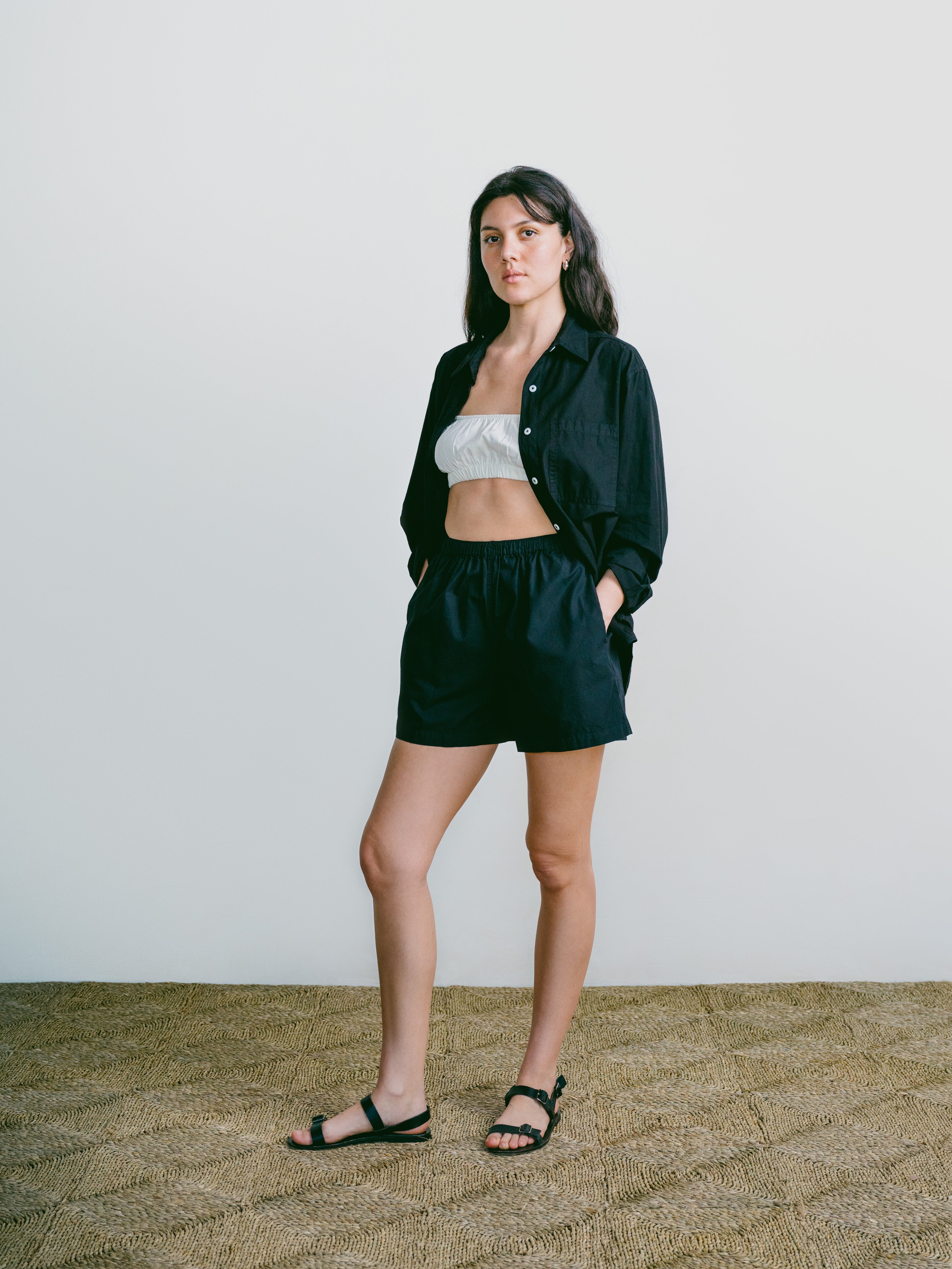 All Day Short, Organic Cotton Poplin, Black