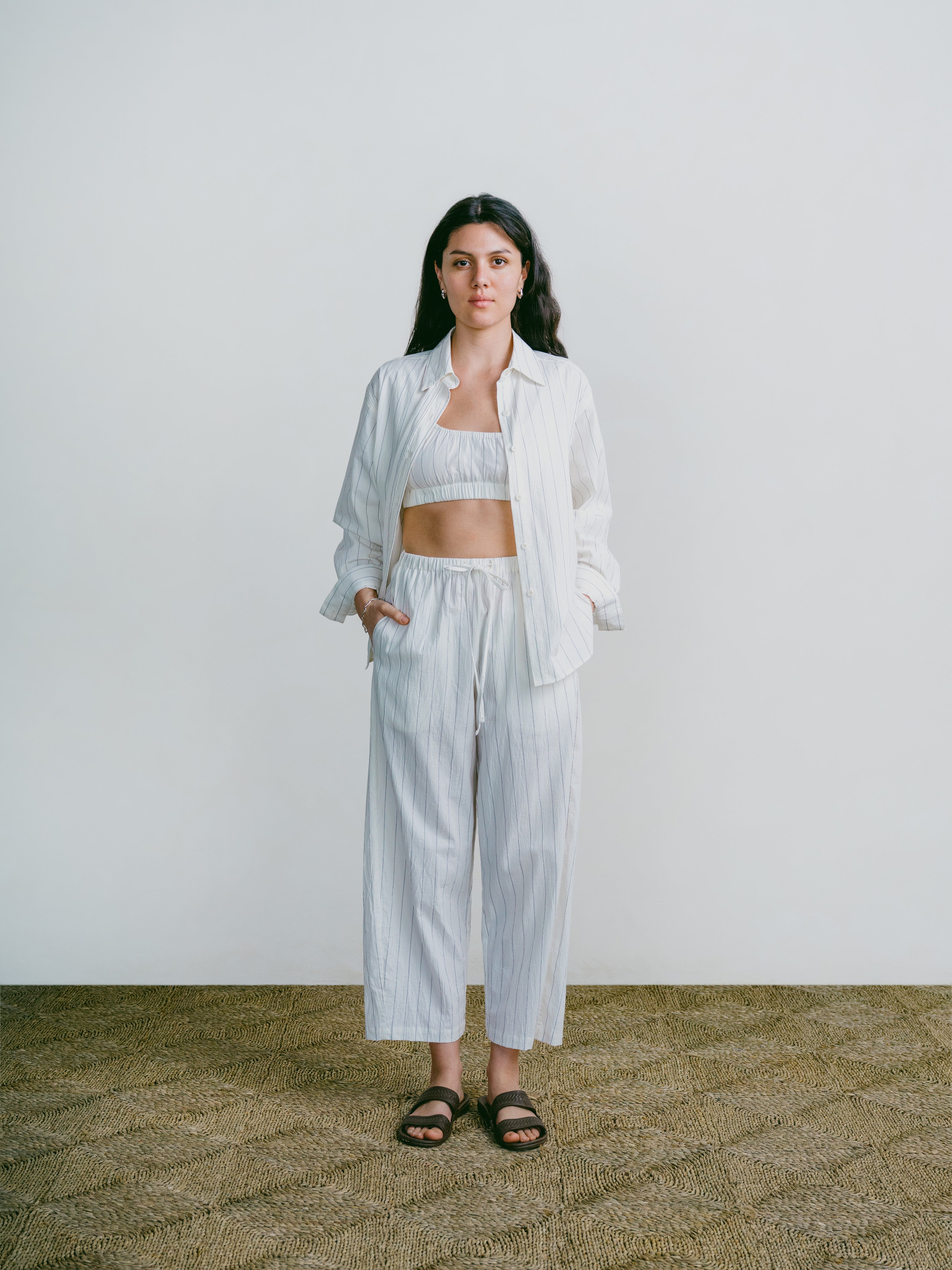 All Day Pant, Organic Japanese Cotton, Carolina Stripe