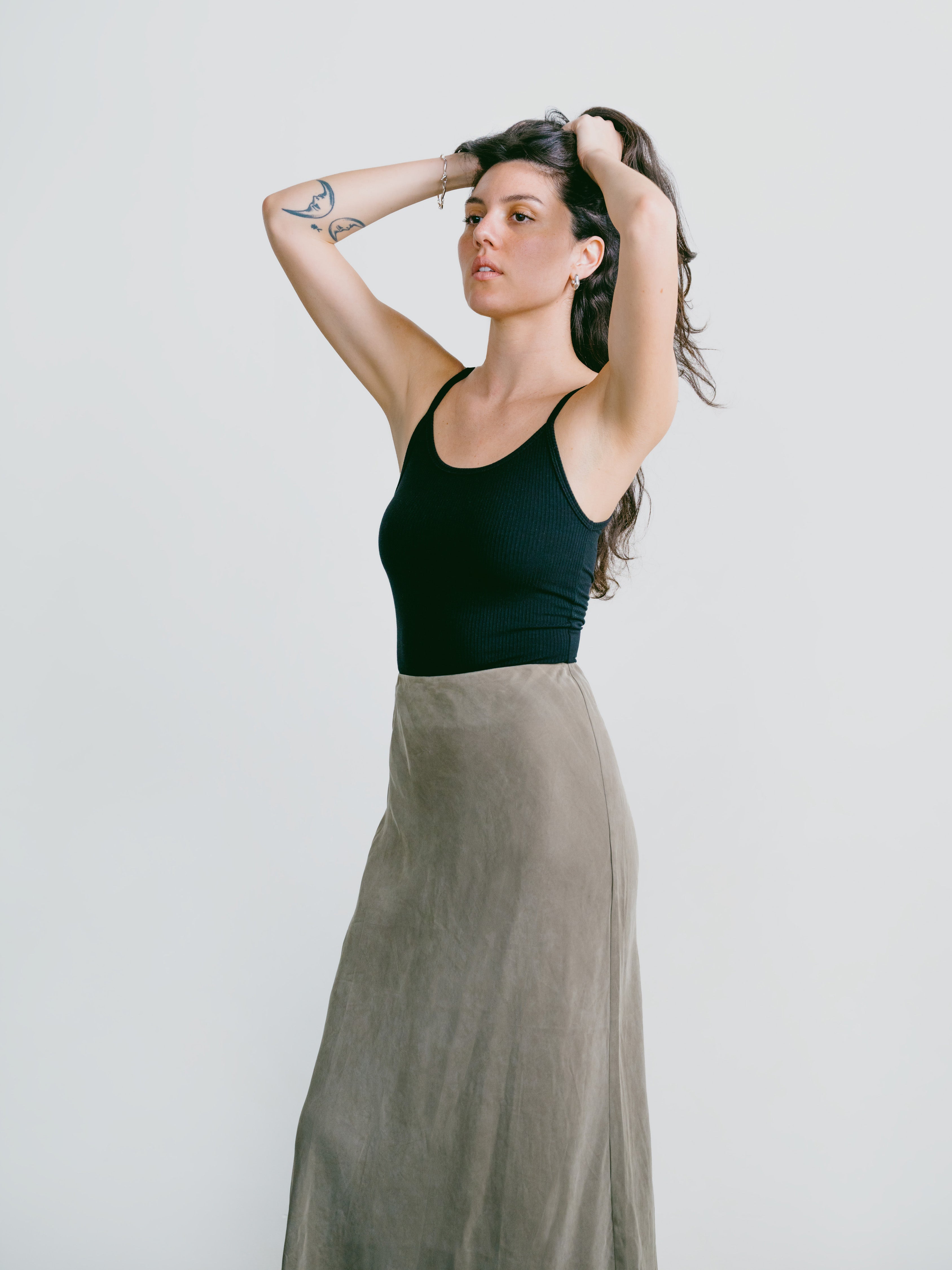 Harper Maxi Skirt, Japanese Cupro, 90's Grey