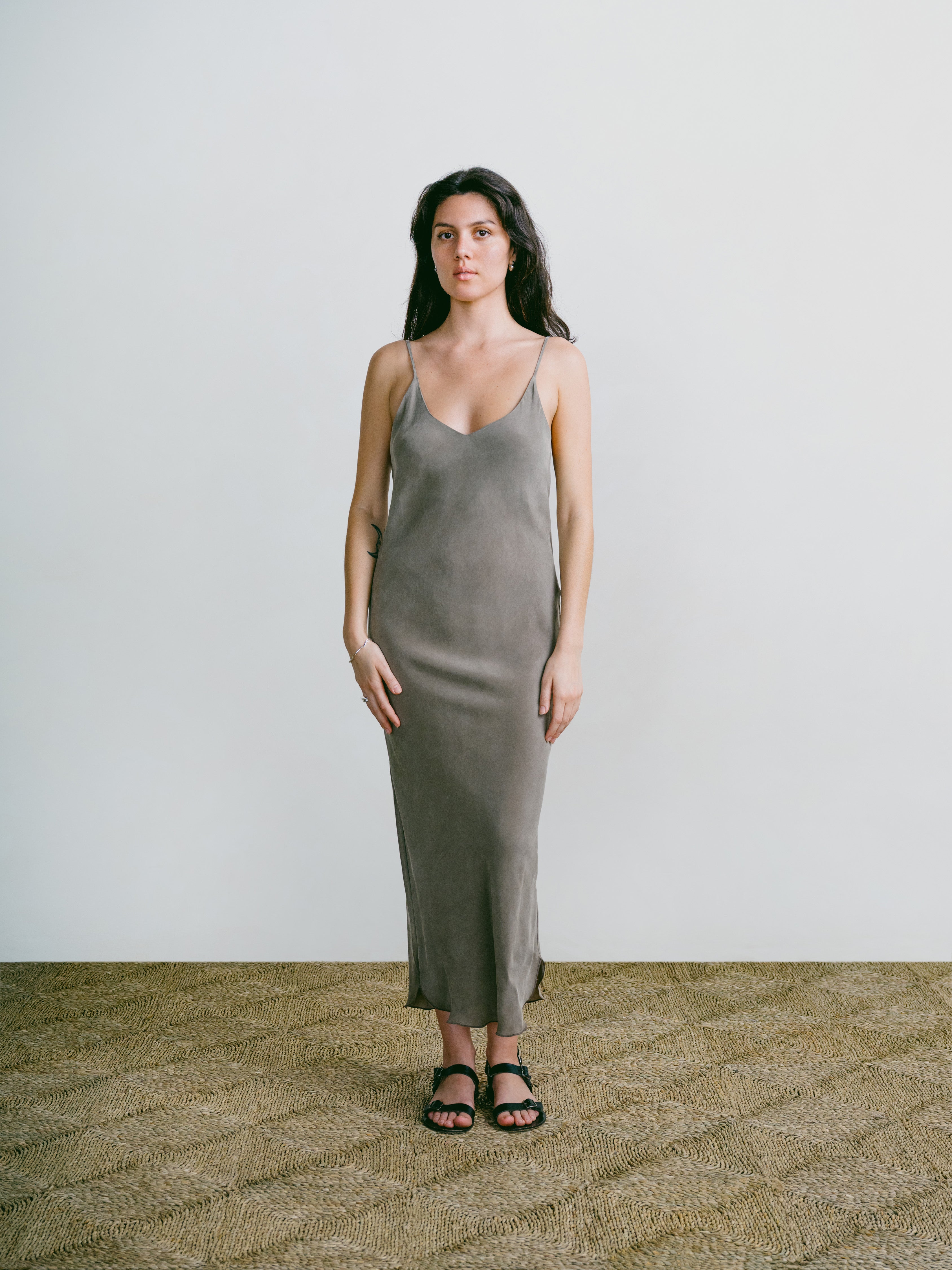 Anaise Slip Dress, Japanese Cupro, 90's Grey