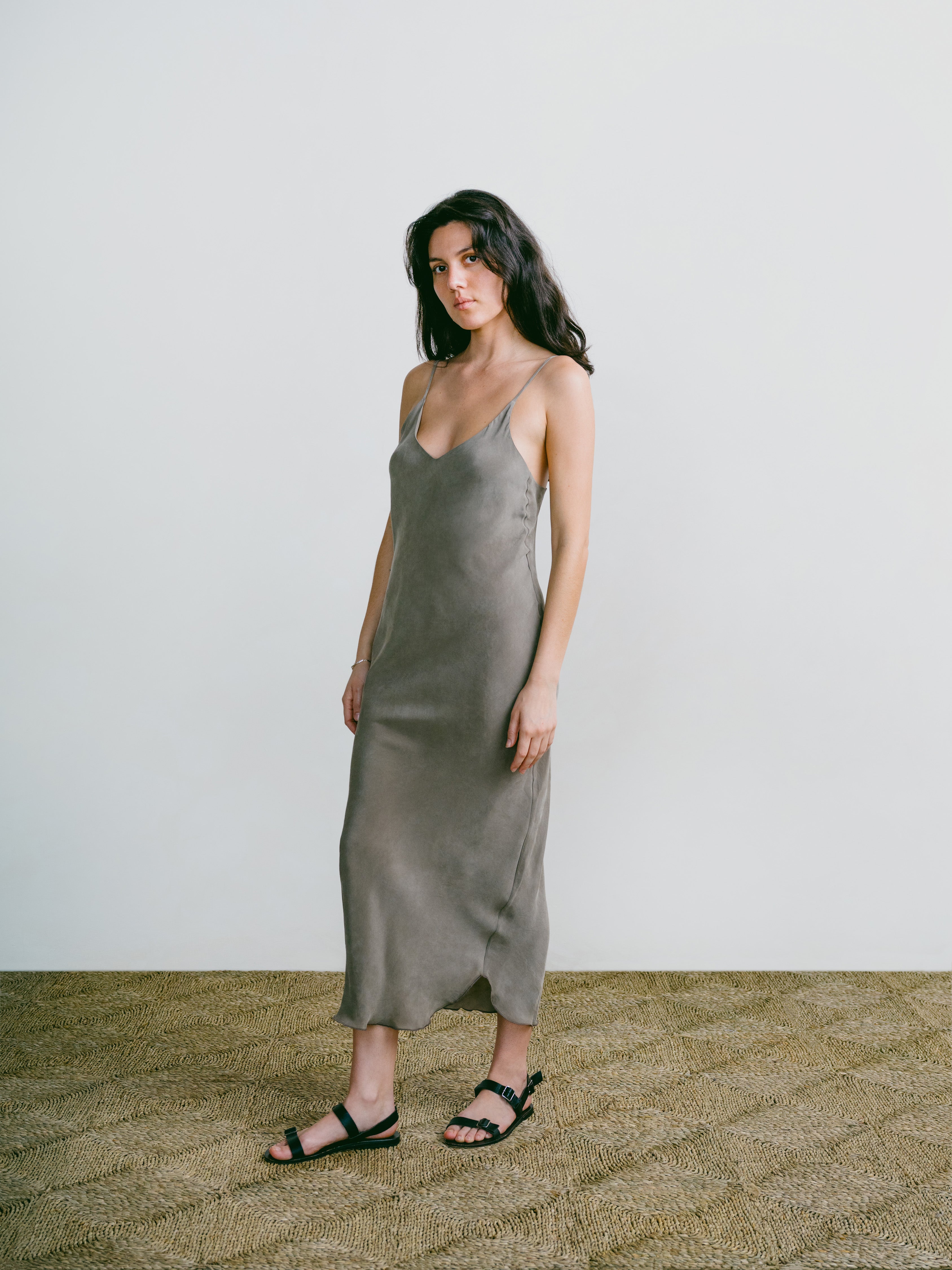 Anaise Slip Dress, Japanese Cupro, 90's Grey