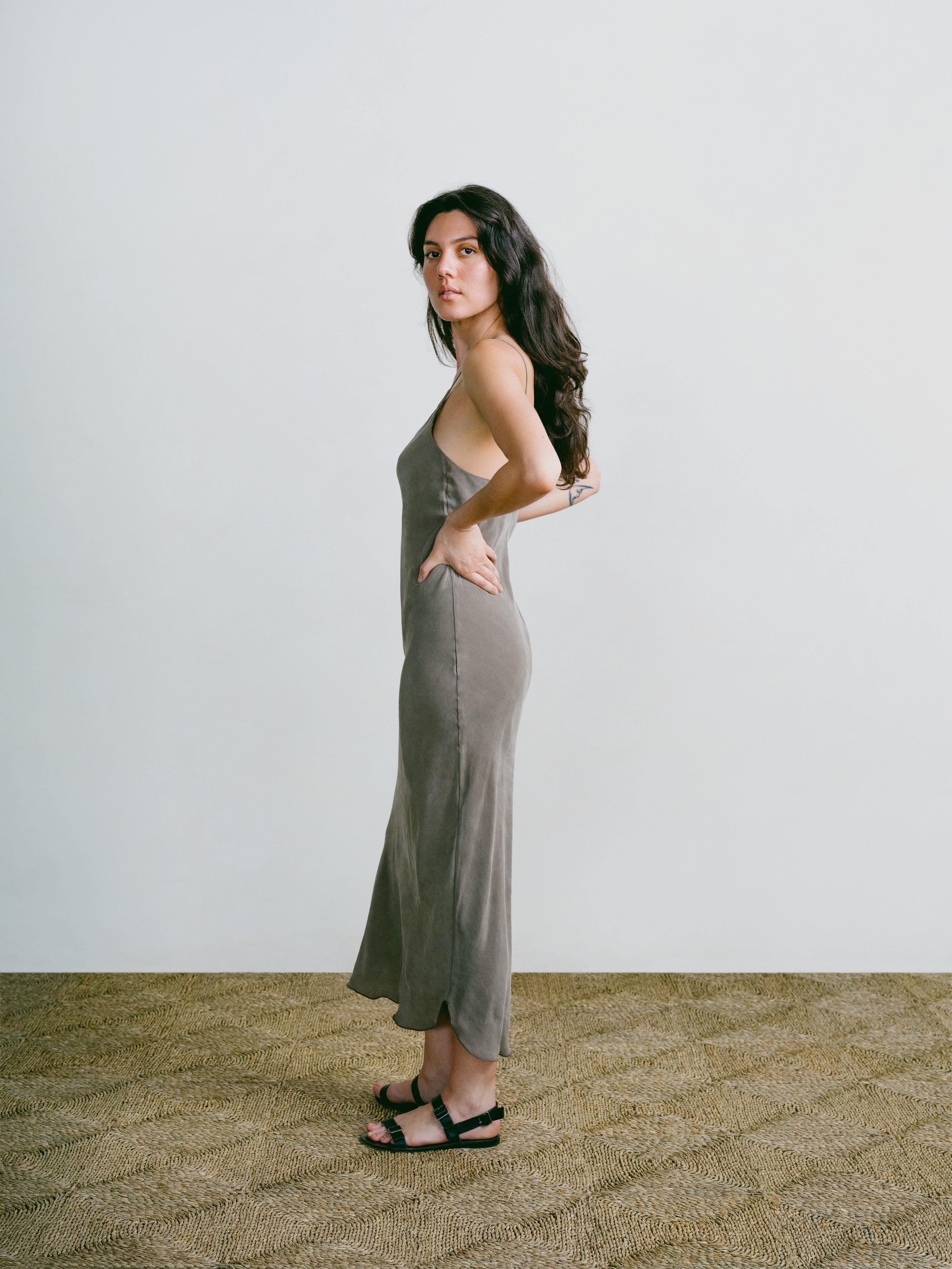 Anaise Slip Dress, Japanese Cupro, 90's Grey