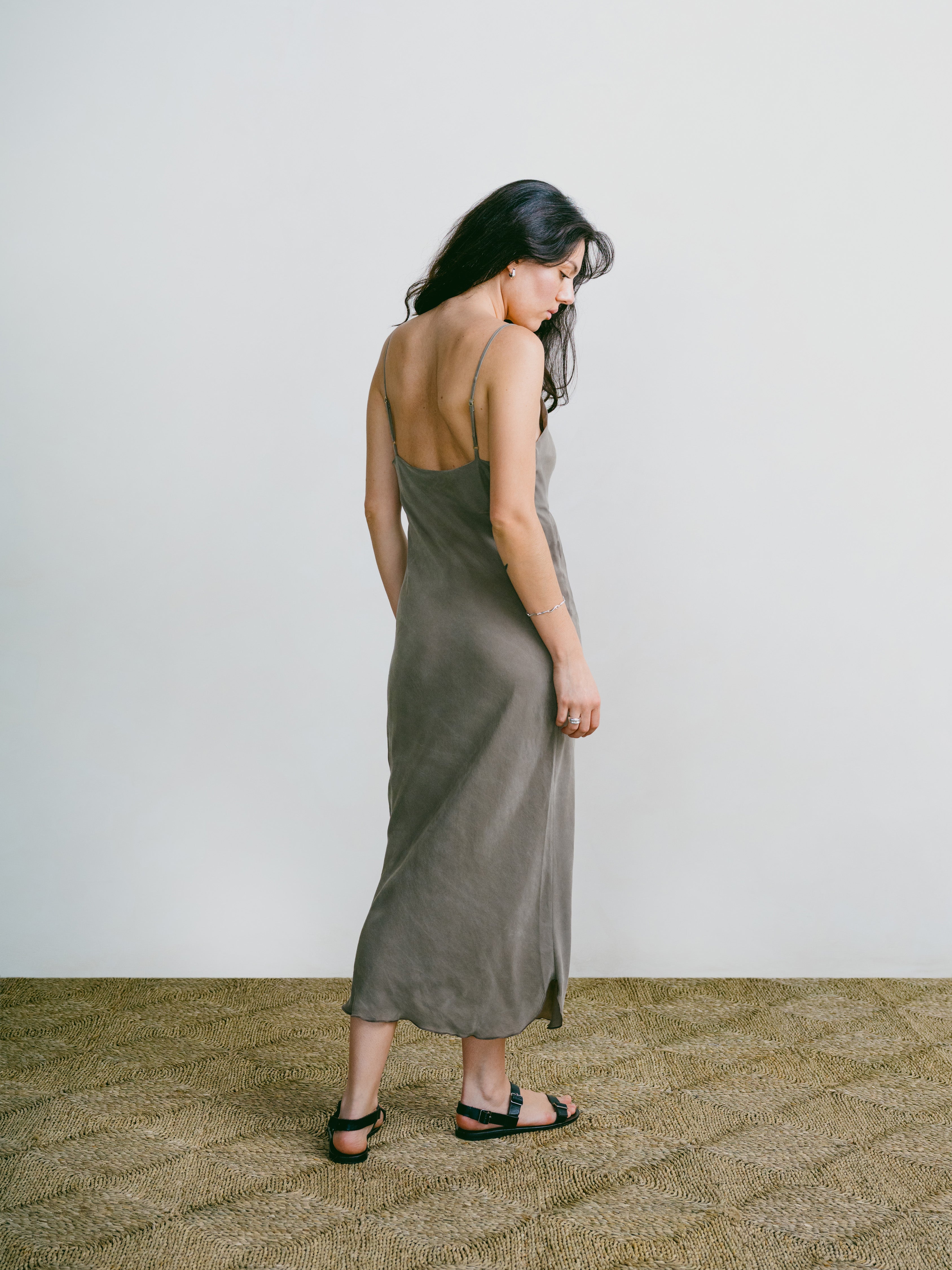 Anaise Slip Dress, Japanese Cupro, 90's Grey