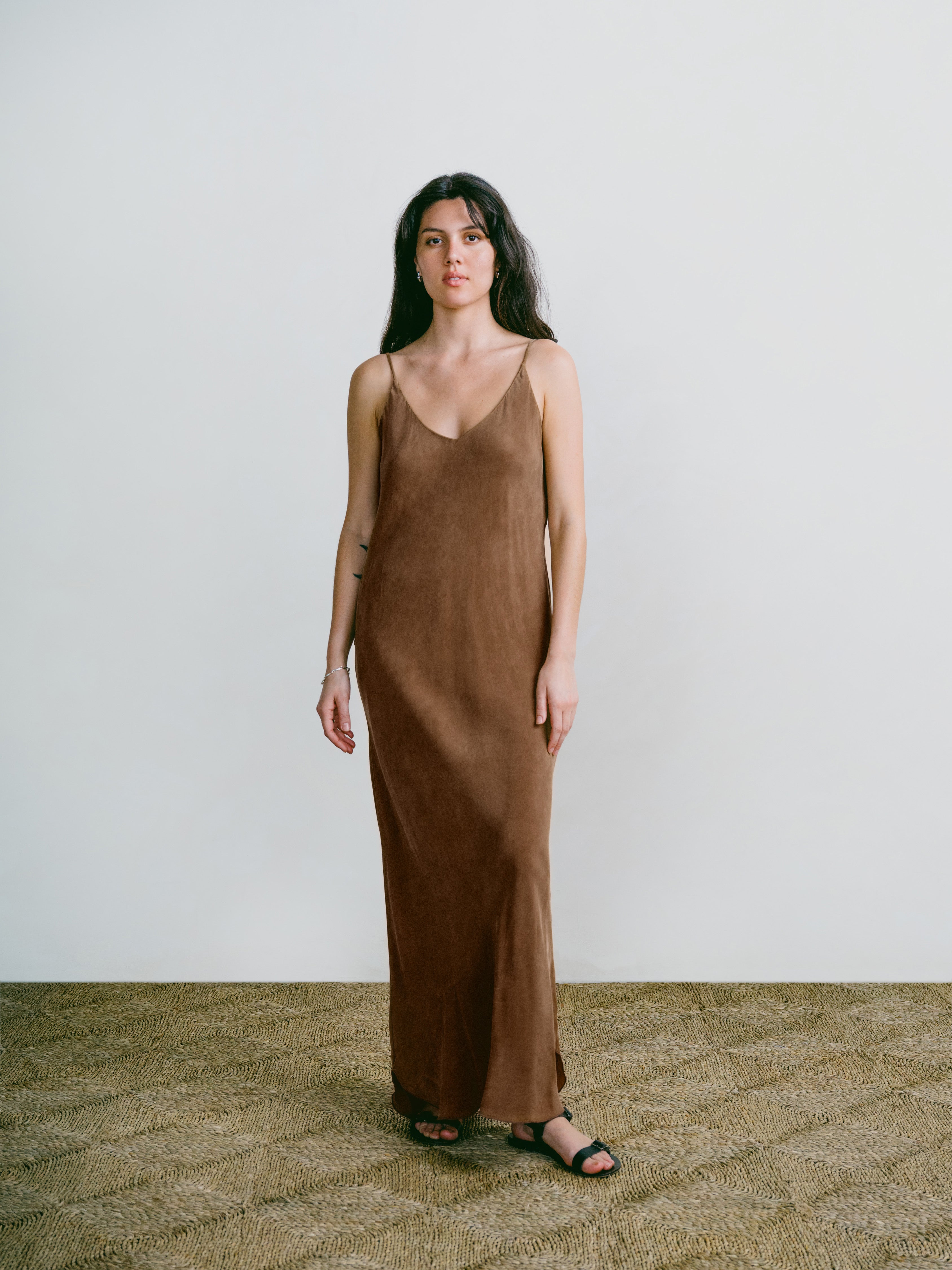 Anaise Slip Dress, Japanese Cupro, Almond