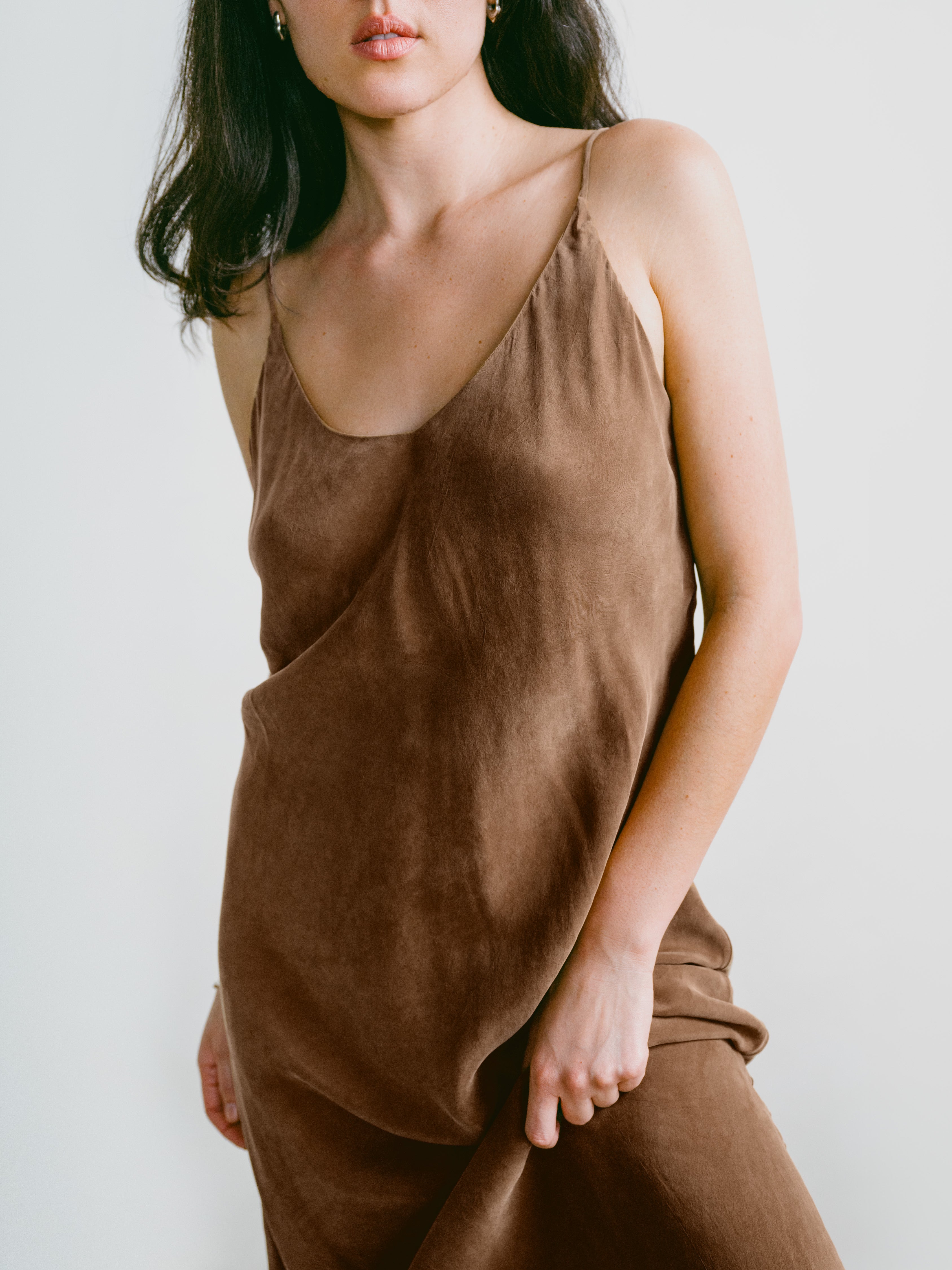 Anaise Slip Dress, Japanese Cupro, Almond