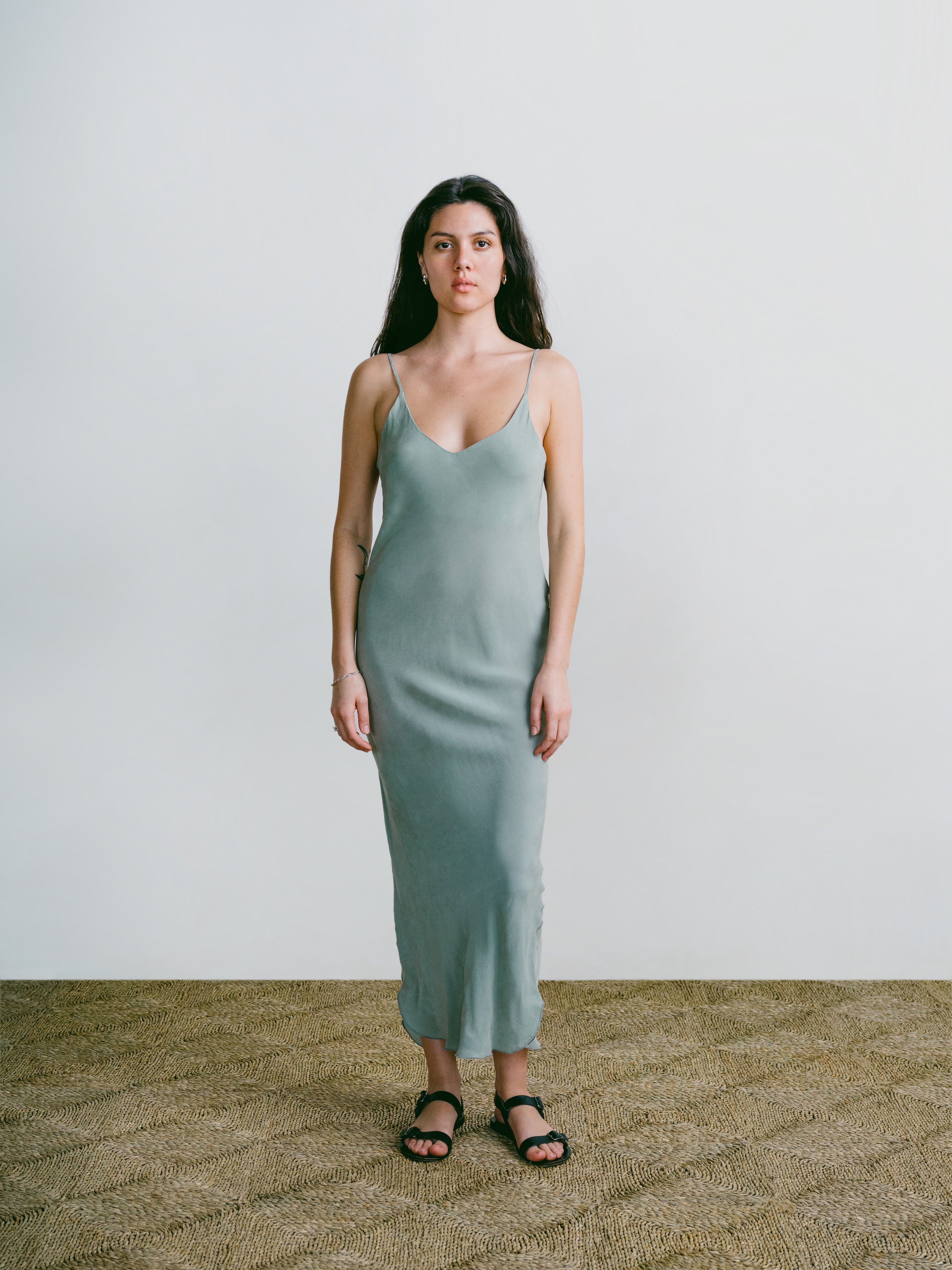 Anaise Slip Dress, Japanese Cupro, Meadow