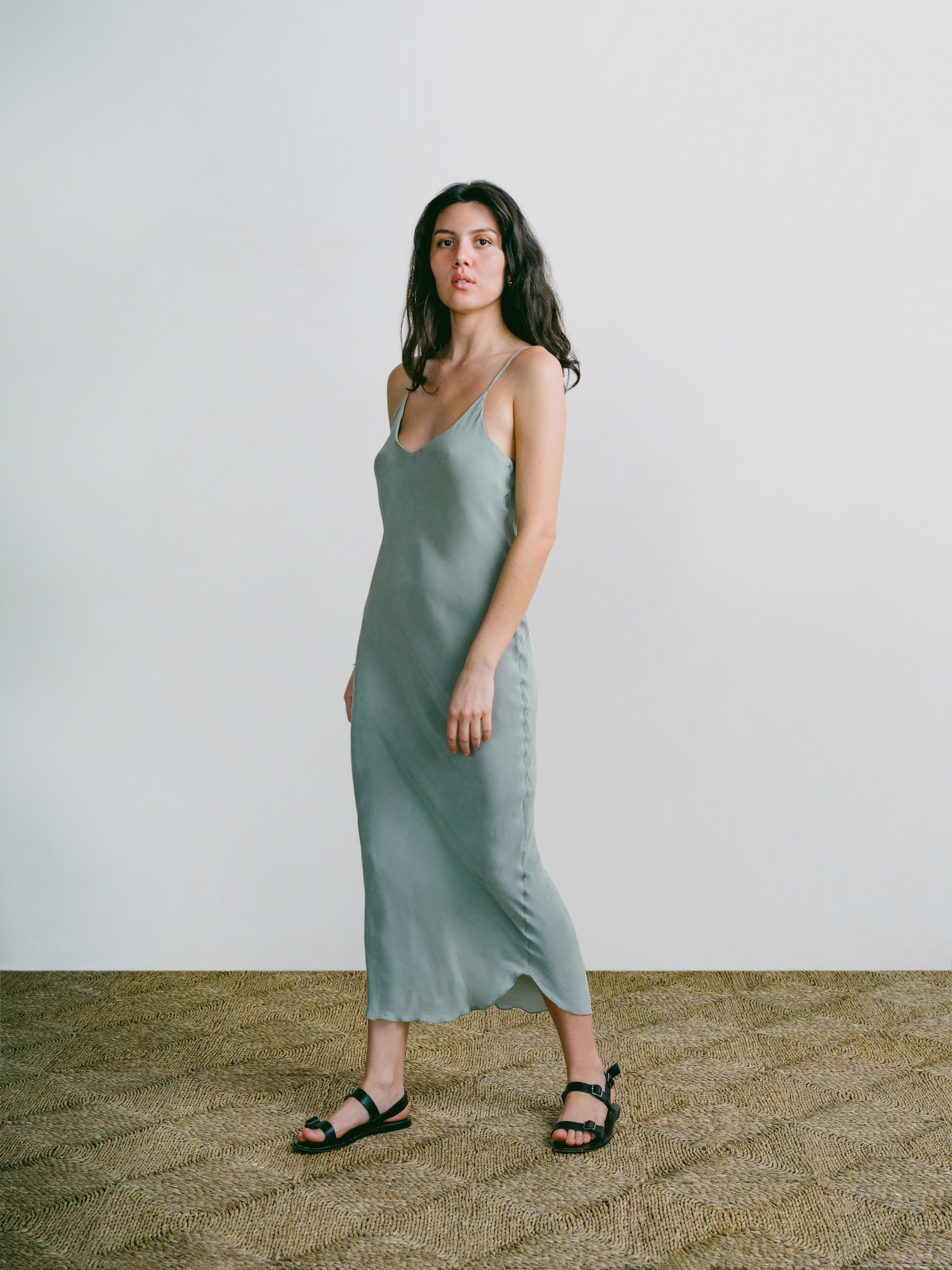 Anaise Slip Dress, Japanese Cupro, Meadow