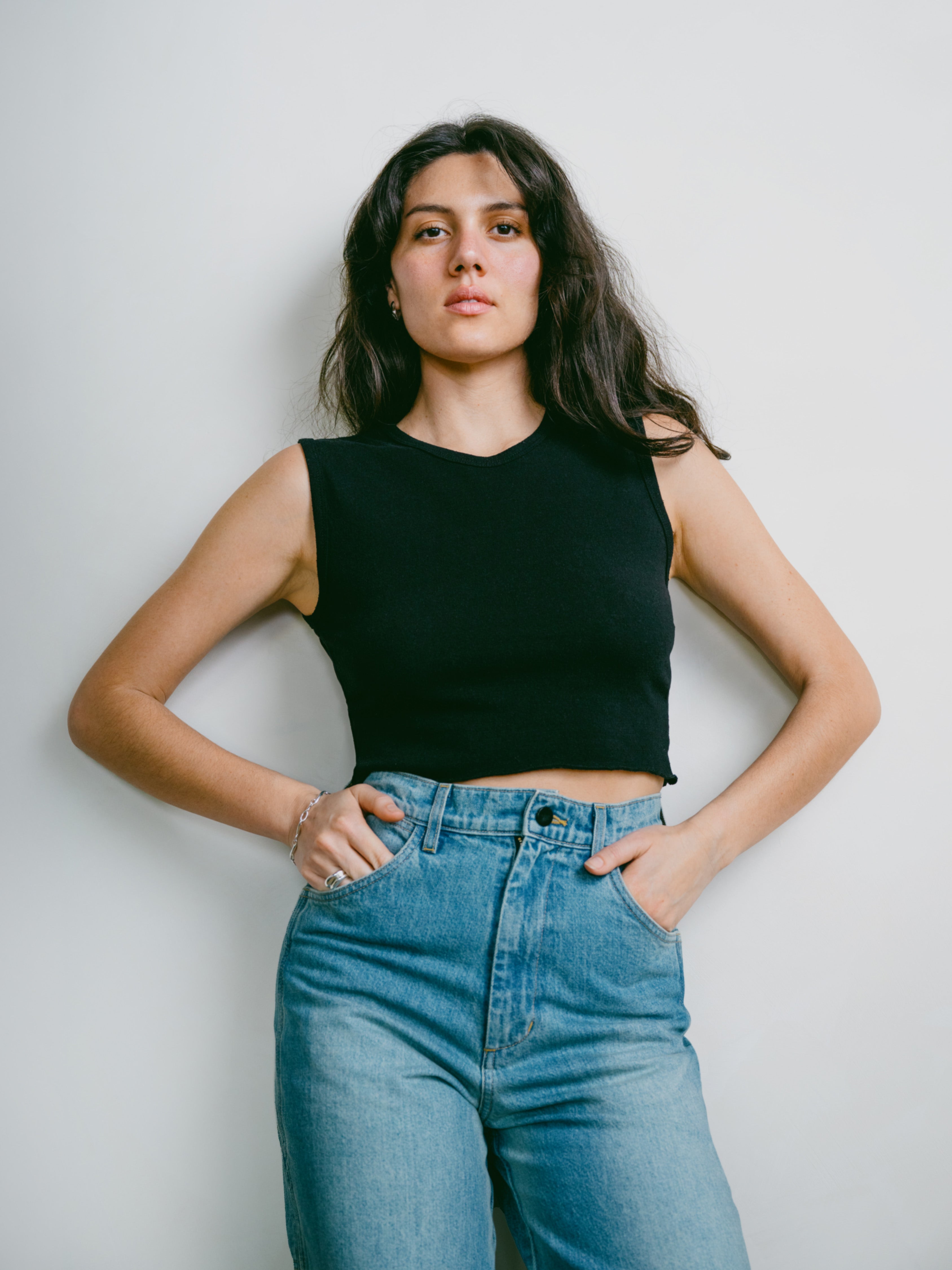 Tasi Crop, Regen Silk Noil Jersey, Black