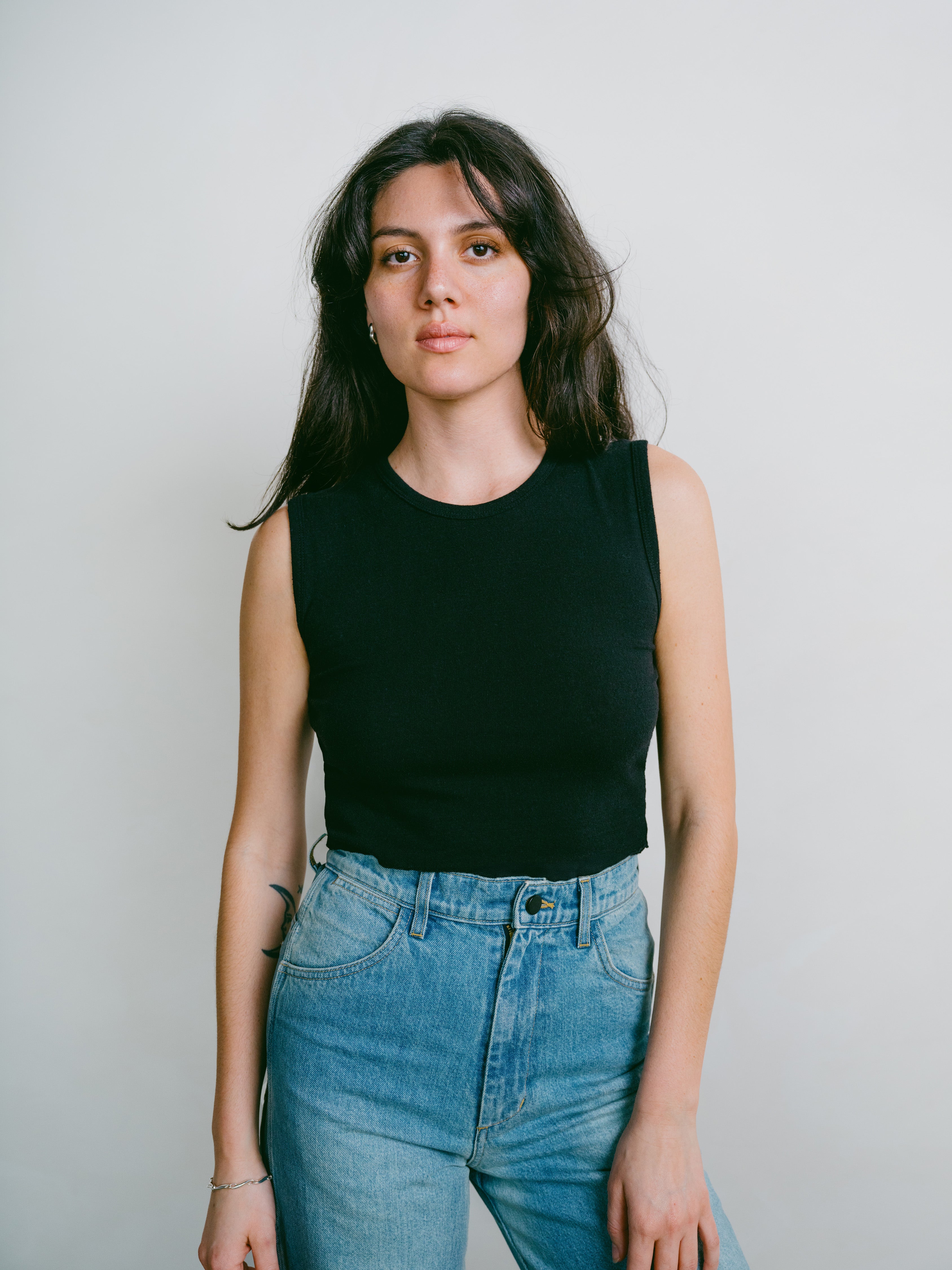 Tasi Crop, Regen Silk Noil Jersey, Black