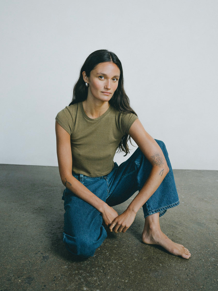 Lou Tee, Regen Silk Noil Jersey, Coffee