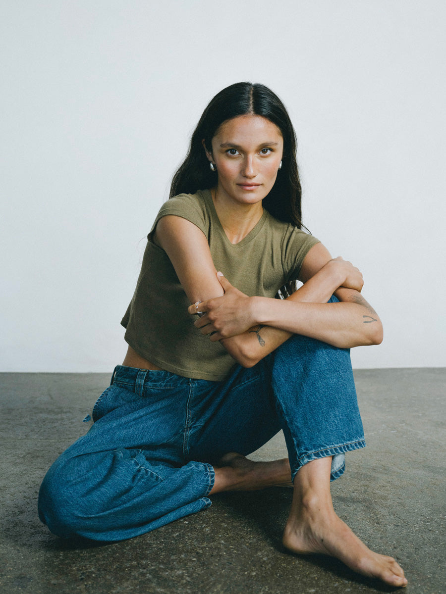 Lou Tee, Regen Silk Noil Jersey, Coffee