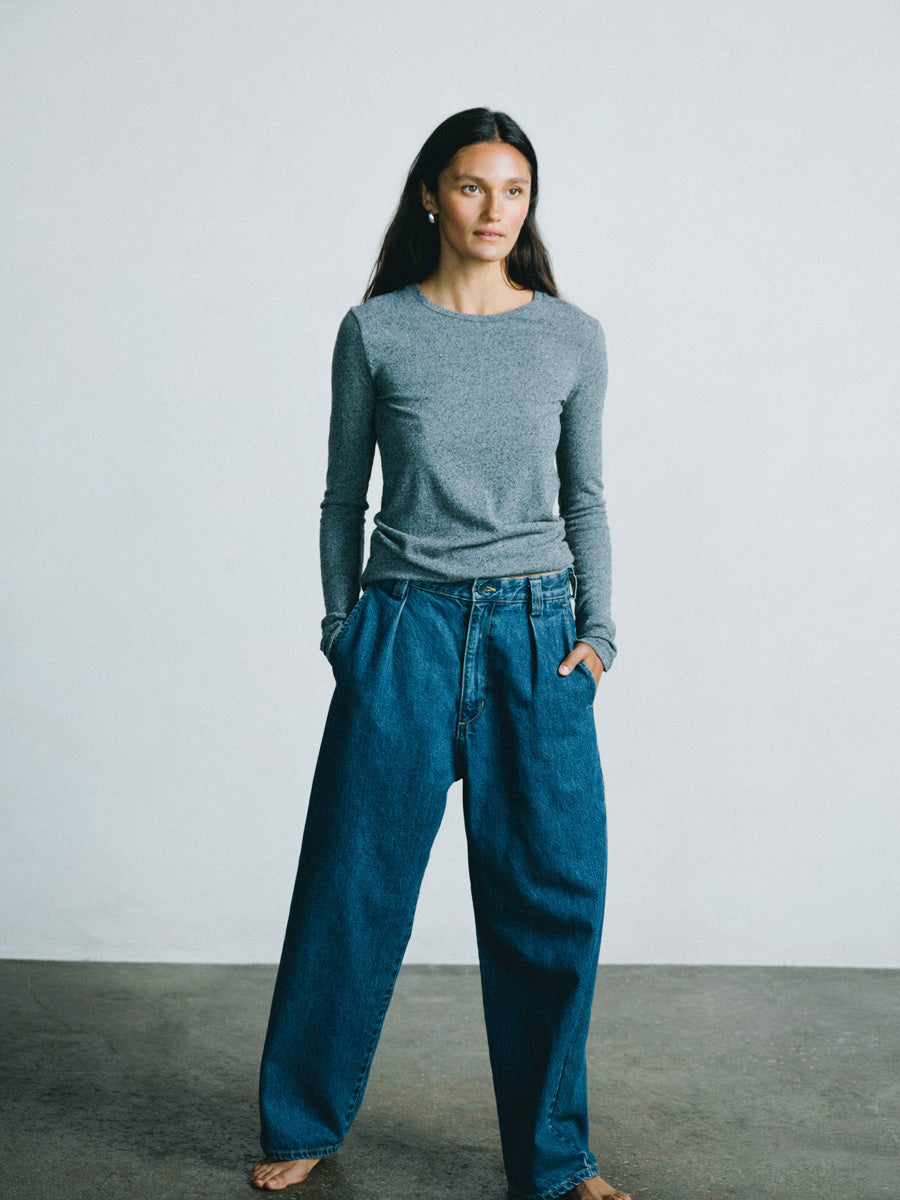 Classic Long Sleeve, Regen Silk Noil Jersey, Charcoal Heather