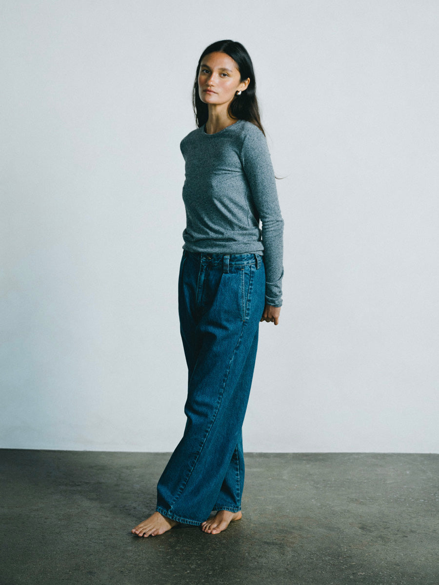 Classic Long Sleeve, Regen Silk Noil Jersey, Charcoal Heather