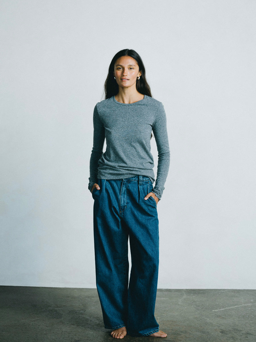 Classic Long Sleeve, Regen Silk Noil Jersey, Charcoal Heather