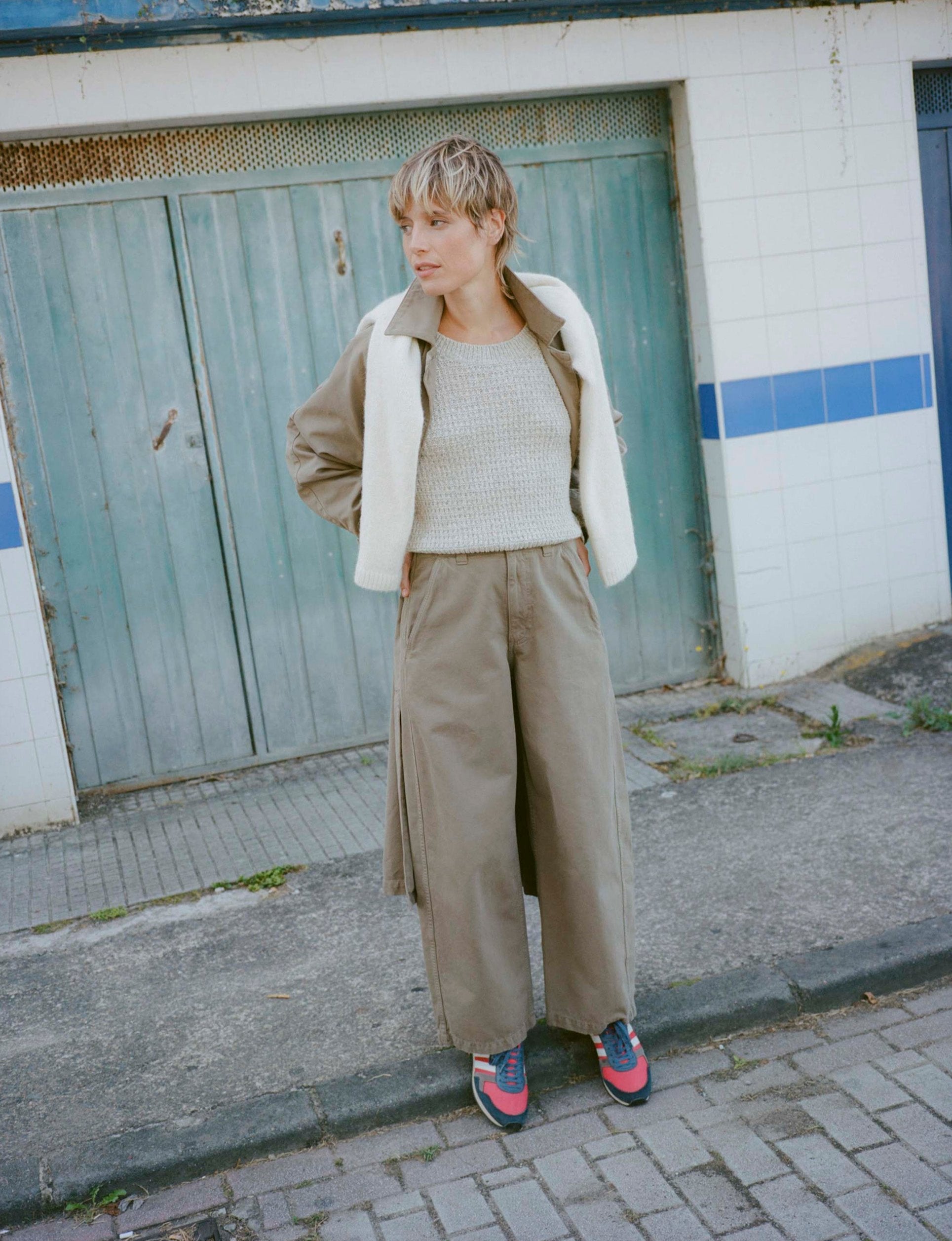 Wide Leg Chino, Organic Twill, Olive Khaki