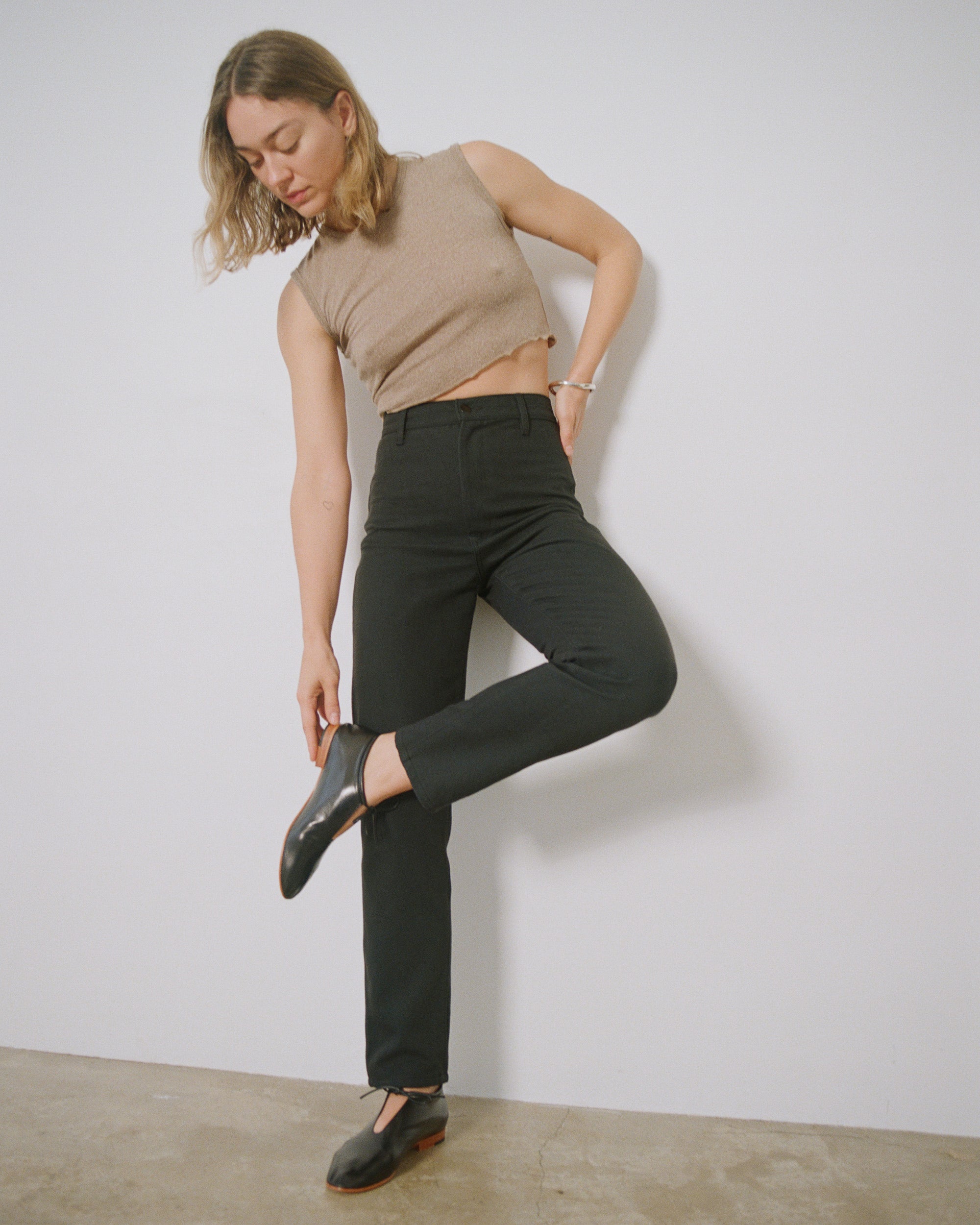 Tasi Crop, Regen Silk Noil Jersey, Twig Heather