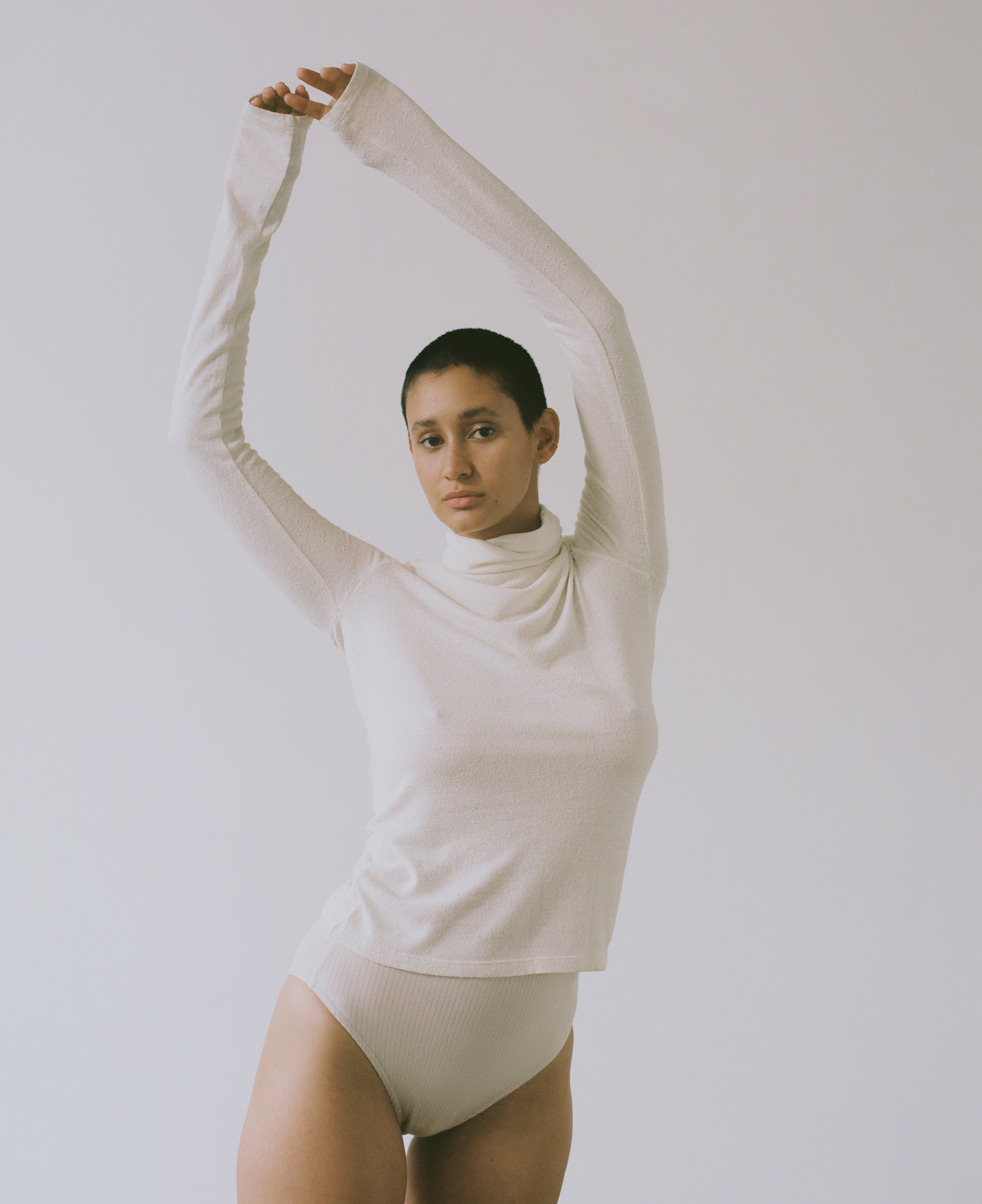 Marianne Turtleneck, Regen Silk Noil Jersey, Natural